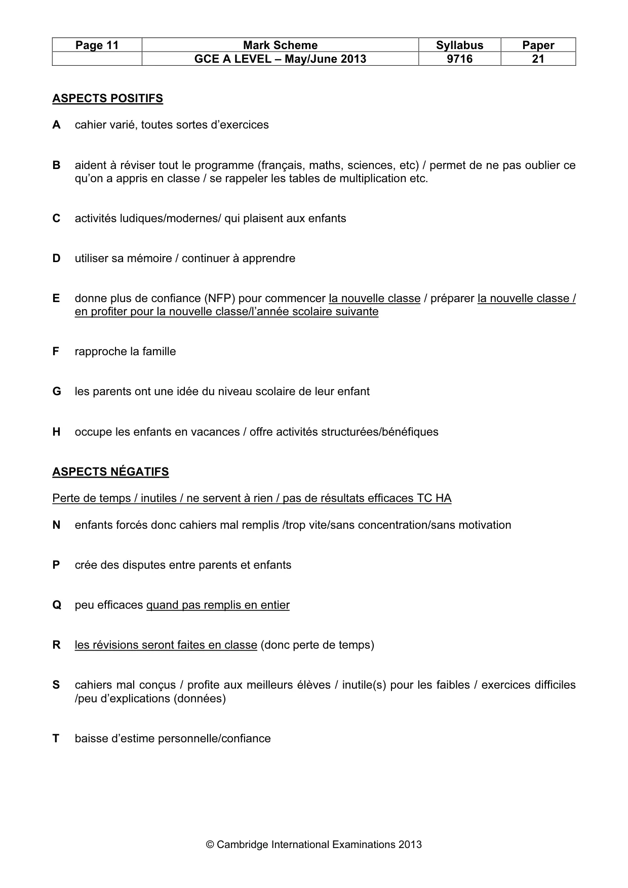 Mark scheme, page 11 of 12