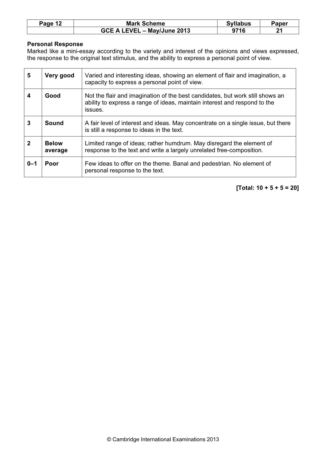 Mark scheme, page 12 of 12