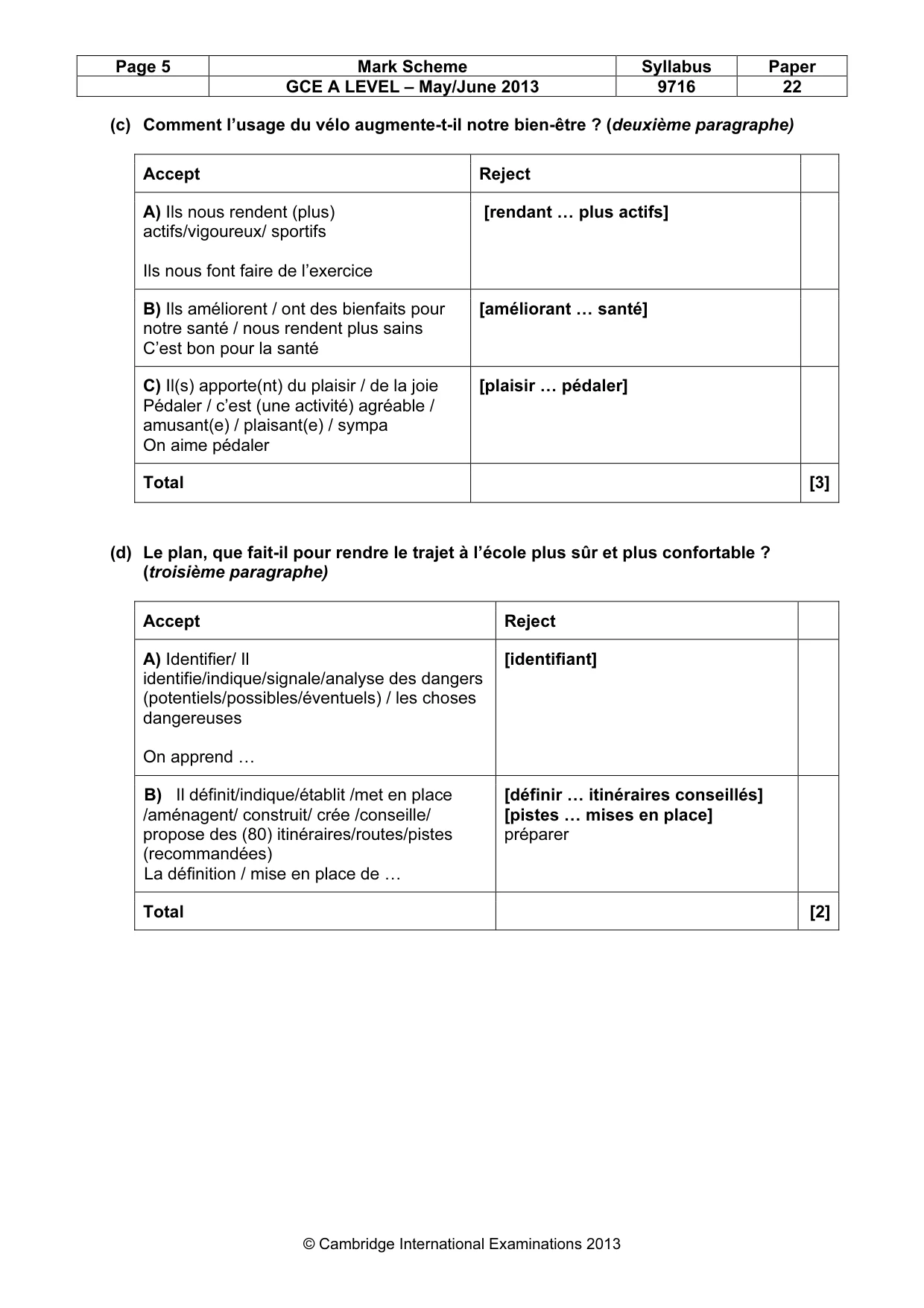 Mark scheme, page 5 of 12