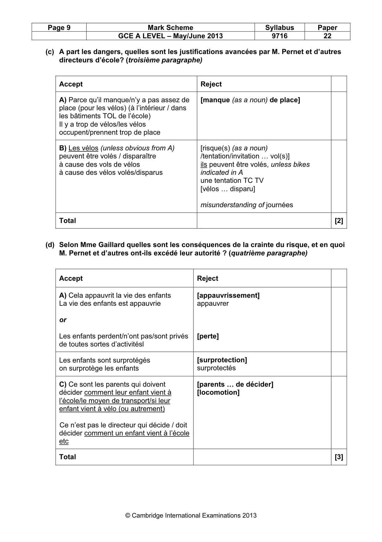 Mark scheme, page 9 of 12