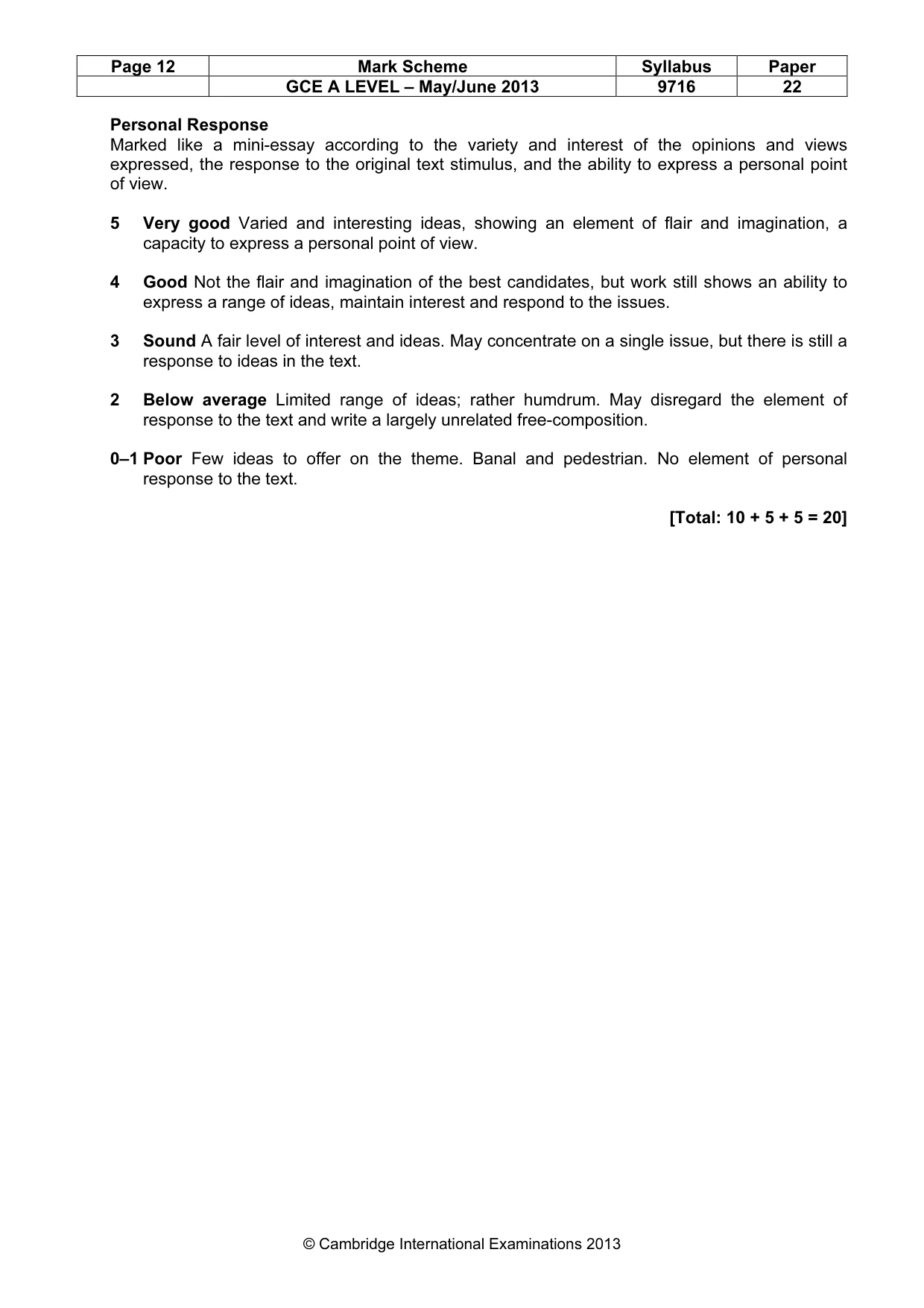 Mark scheme, page 12 of 12