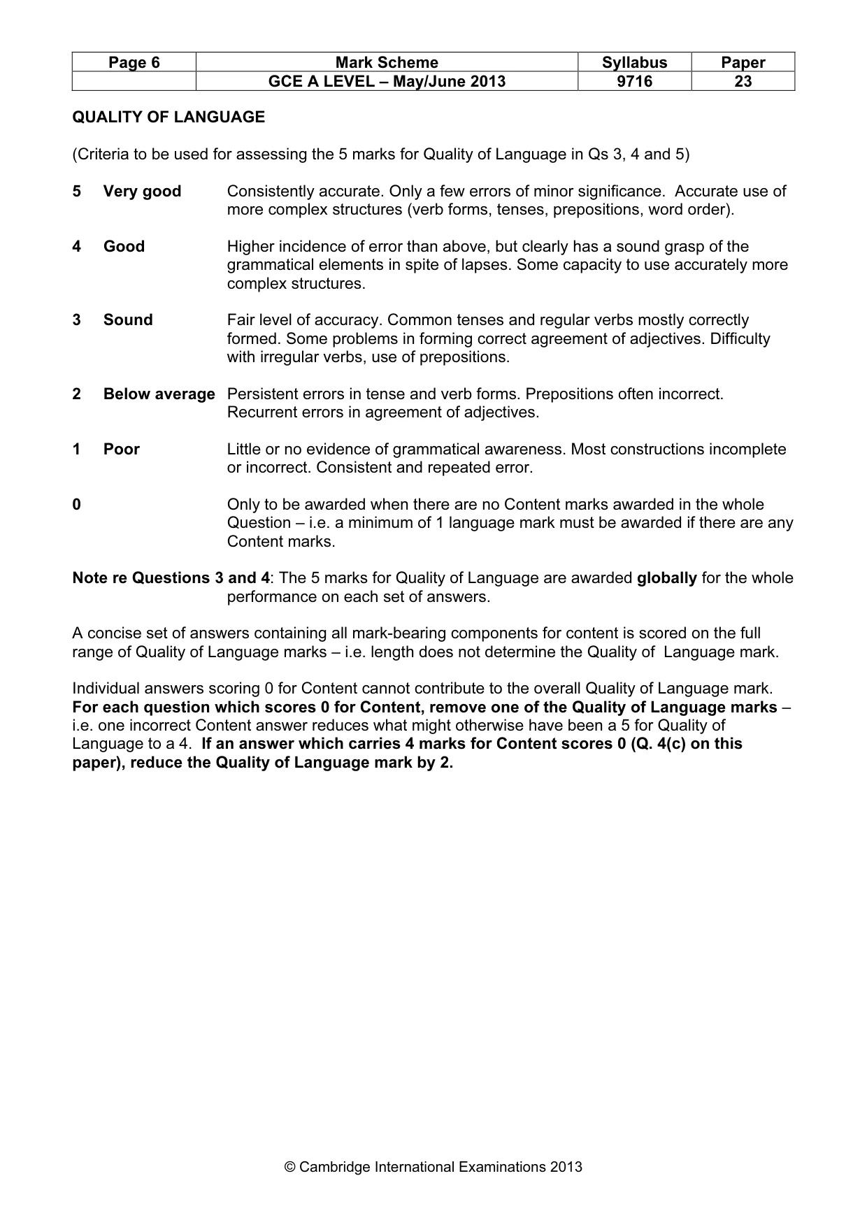 Mark scheme, page 6 of 10