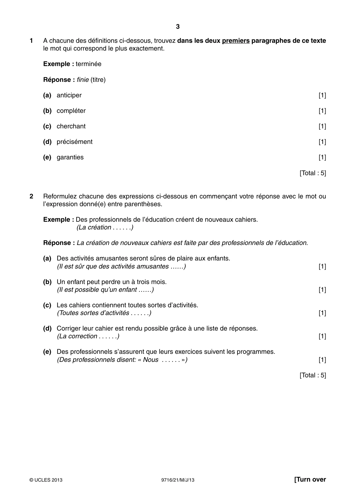 Cambridge A Level French (A Level only) 9716 2013 May/June Paper 2 · Variant 1 question paper, page 3 of 8