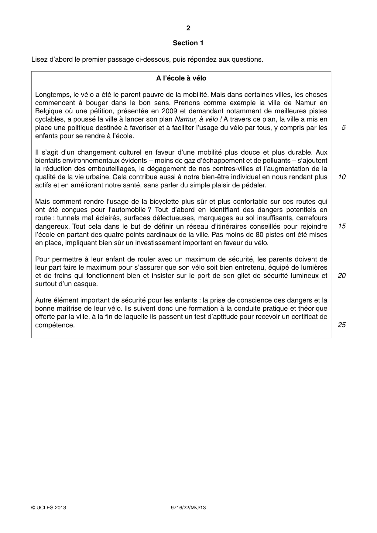 Cambridge A Level French (A Level only) 9716 2013 May/June Paper 2 · Variant 2 question paper, page 2 of 8