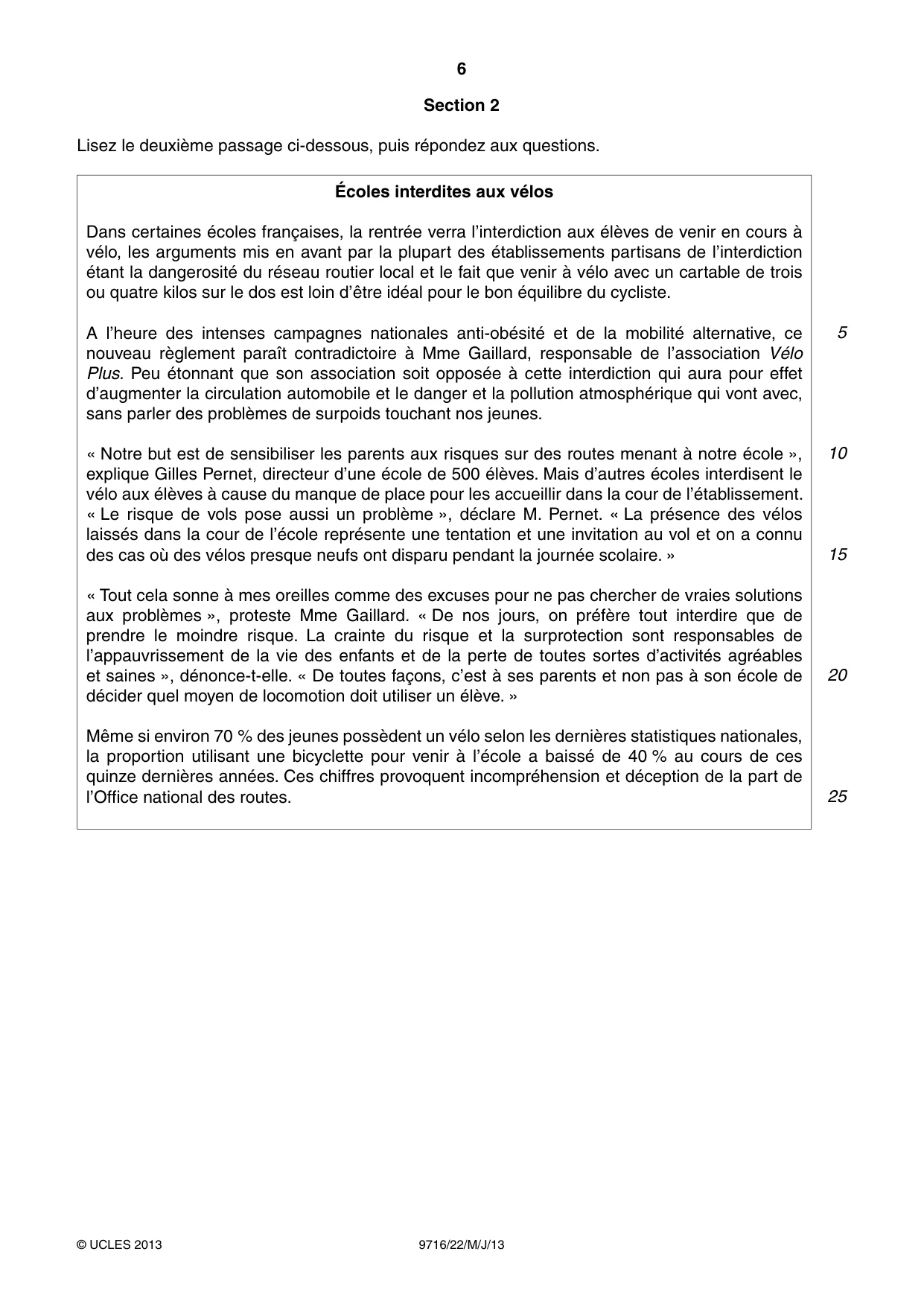 Cambridge A Level French (A Level only) 9716 2013 May/June Paper 2 · Variant 2 question paper, page 6 of 8