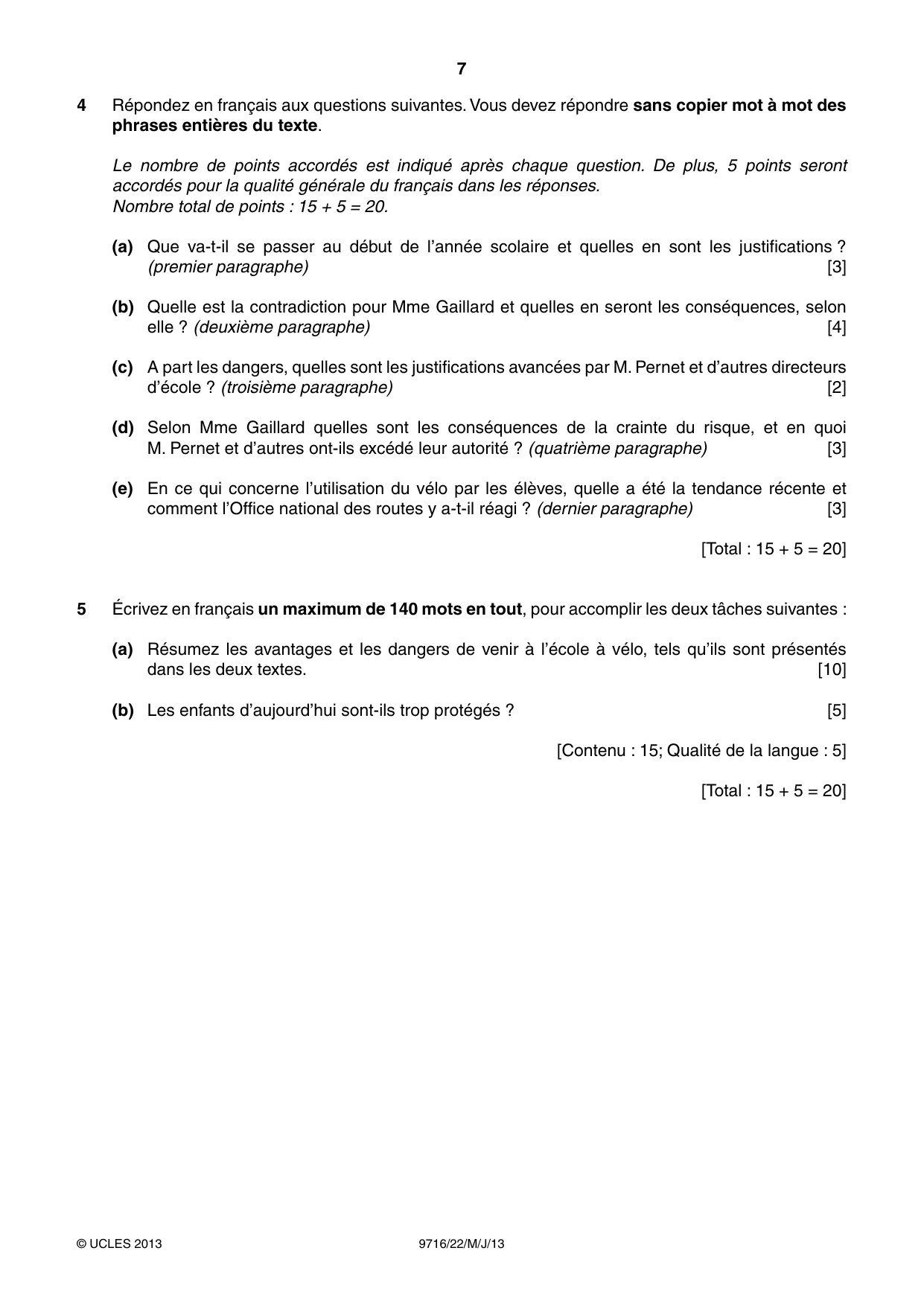 Cambridge A Level French (A Level only) 9716 2013 May/June Paper 2 · Variant 2 question paper, page 7 of 8