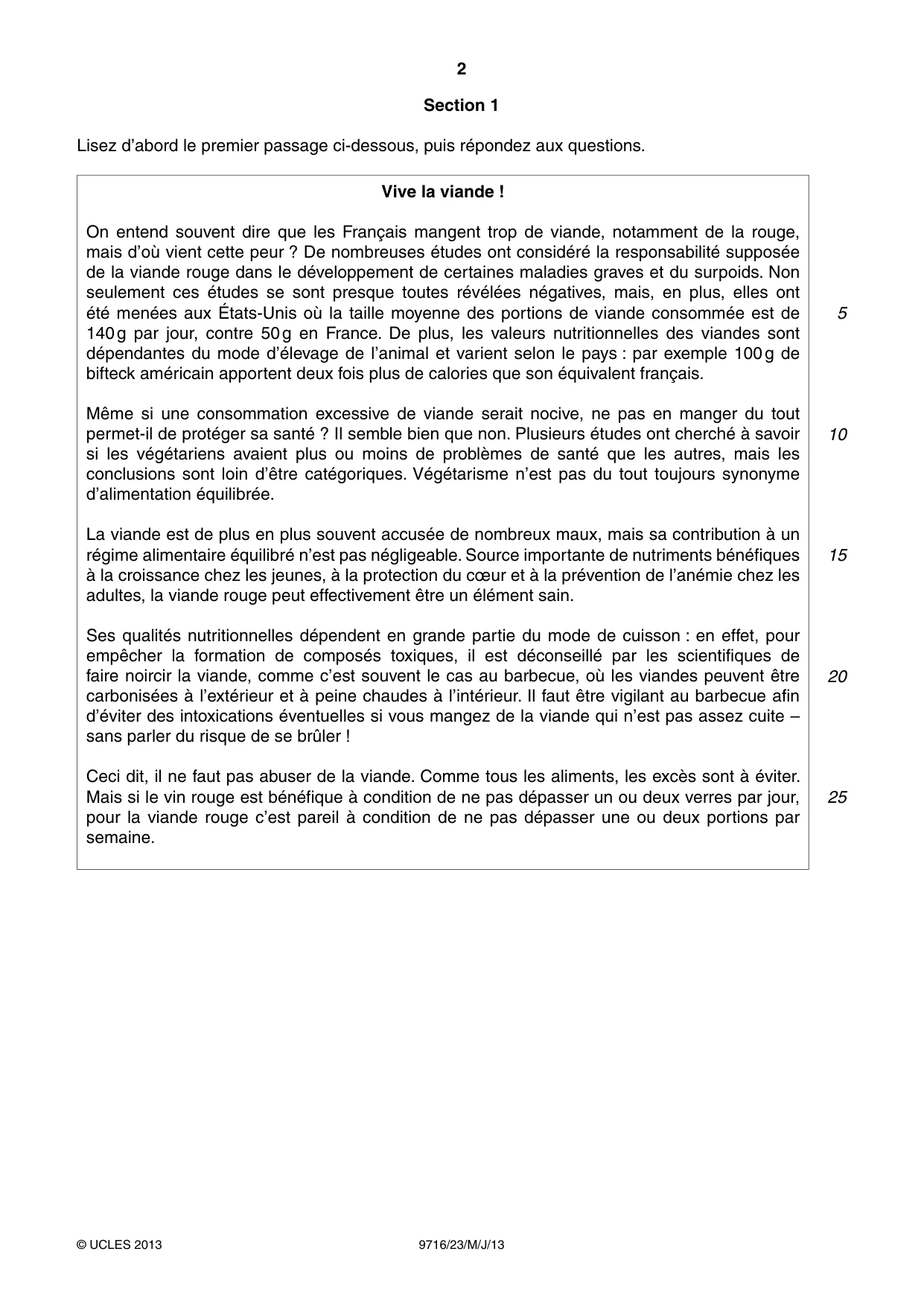 Cambridge A Level French (A Level only) 9716 2013 May/June Paper 2 · Variant 3 question paper, page 2 of 8