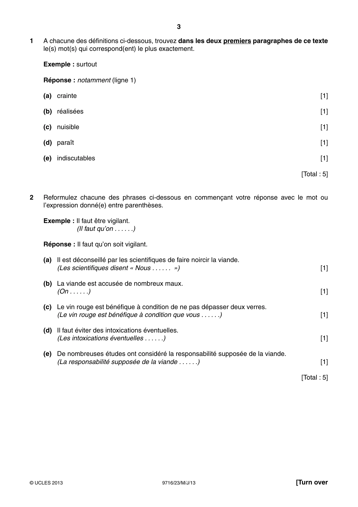 Cambridge A Level French (A Level only) 9716 2013 May/June Paper 2 · Variant 3 question paper, page 3 of 8