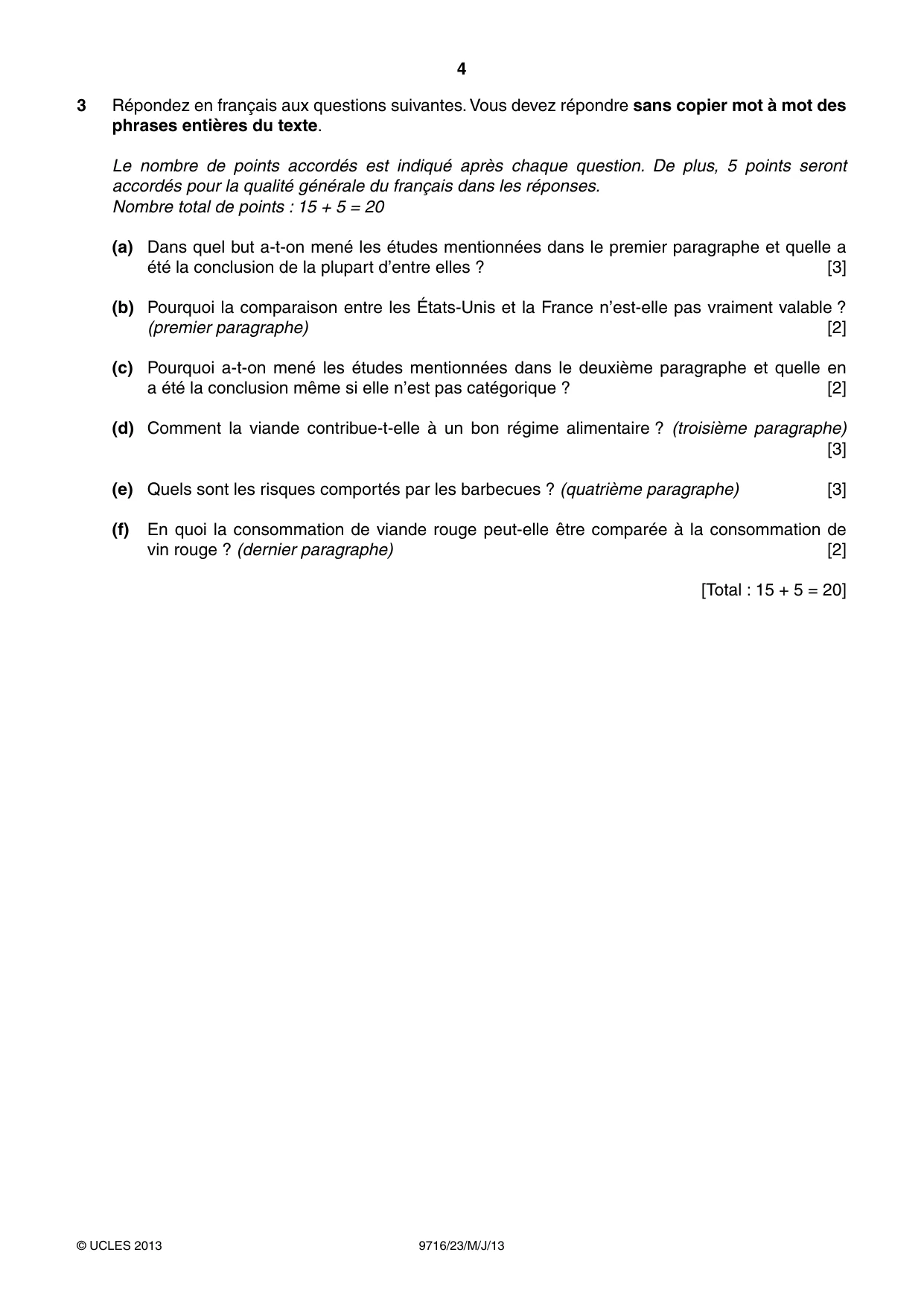 Cambridge A Level French (A Level only) 9716 2013 May/June Paper 2 · Variant 3 question paper, page 4 of 8