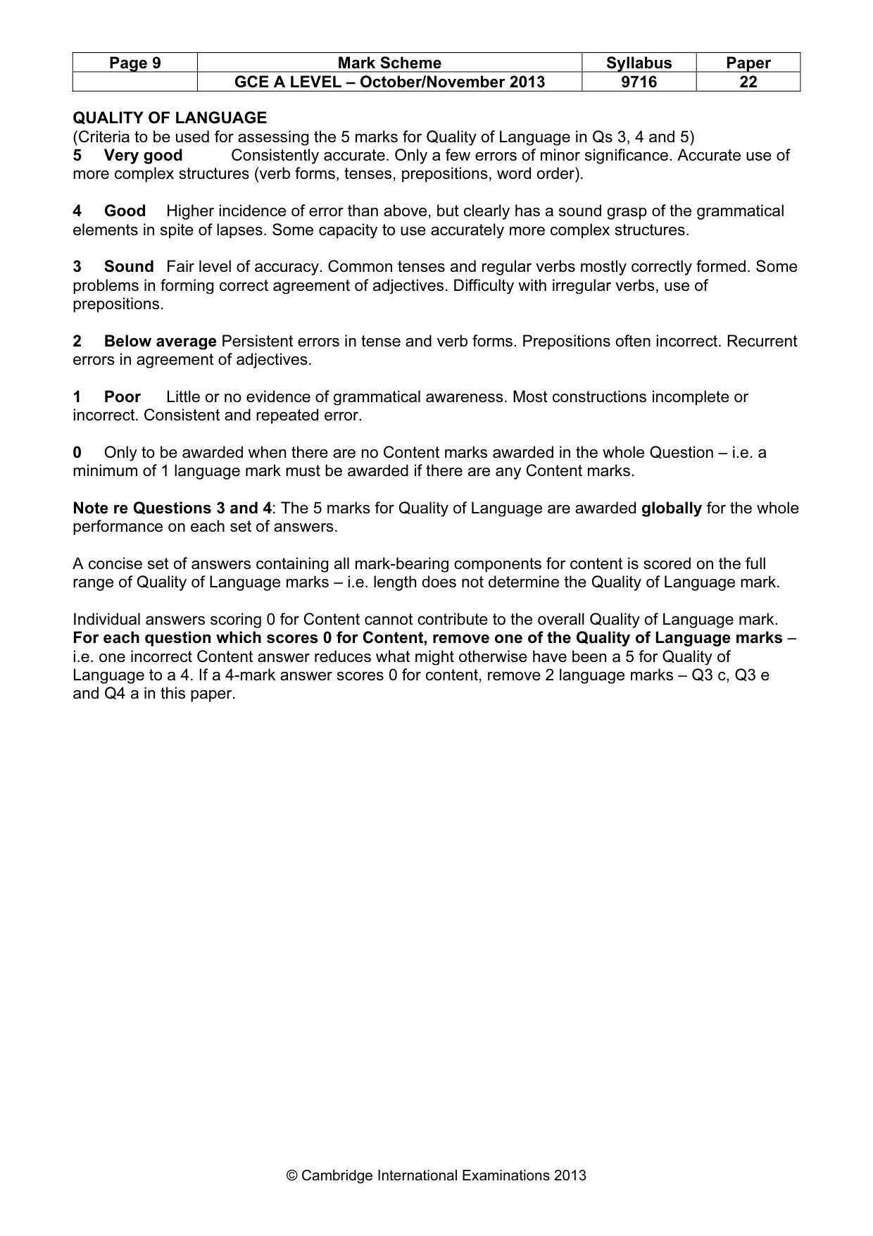 Mark scheme, page 9 of 16
