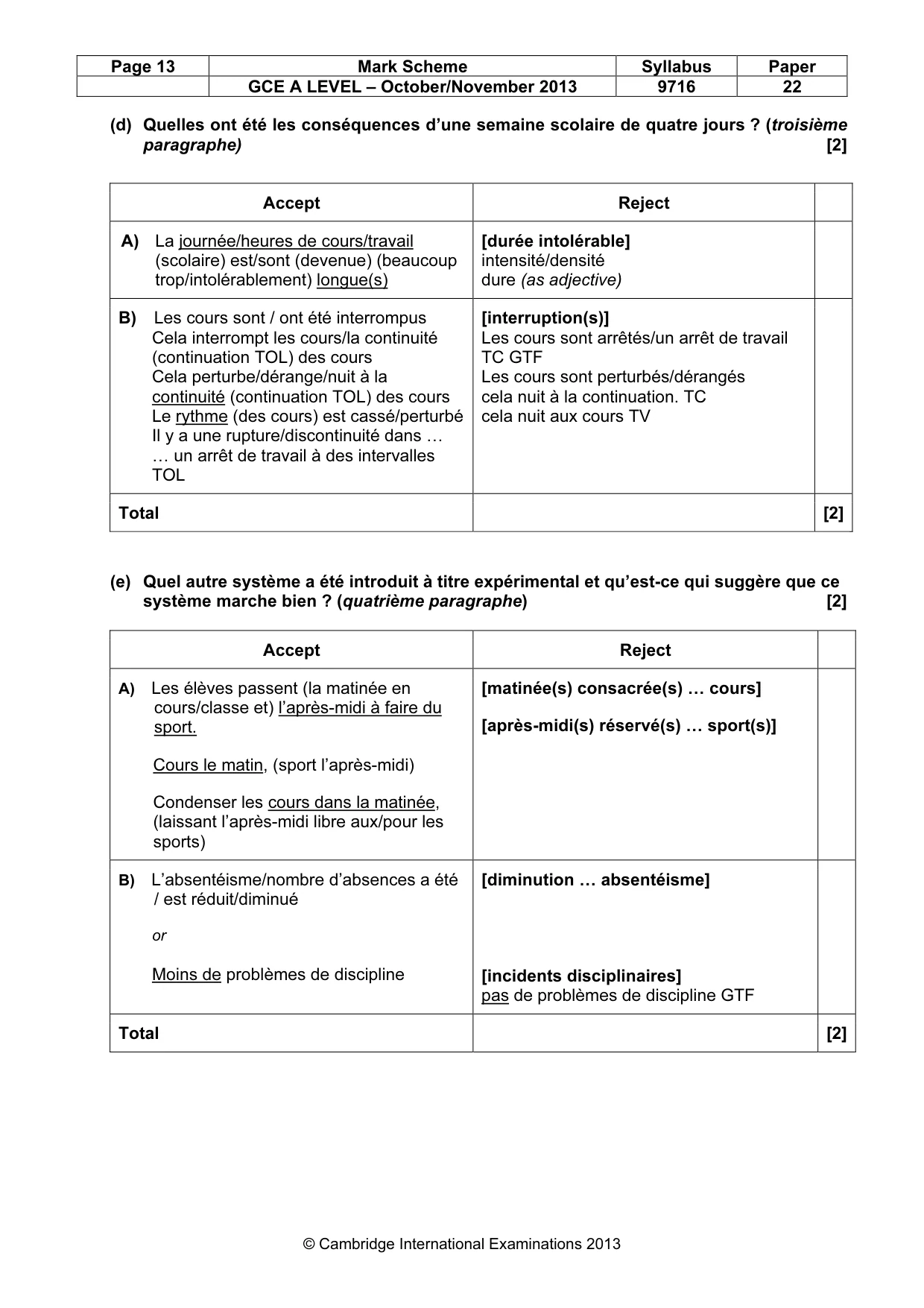 Mark scheme, page 13 of 16