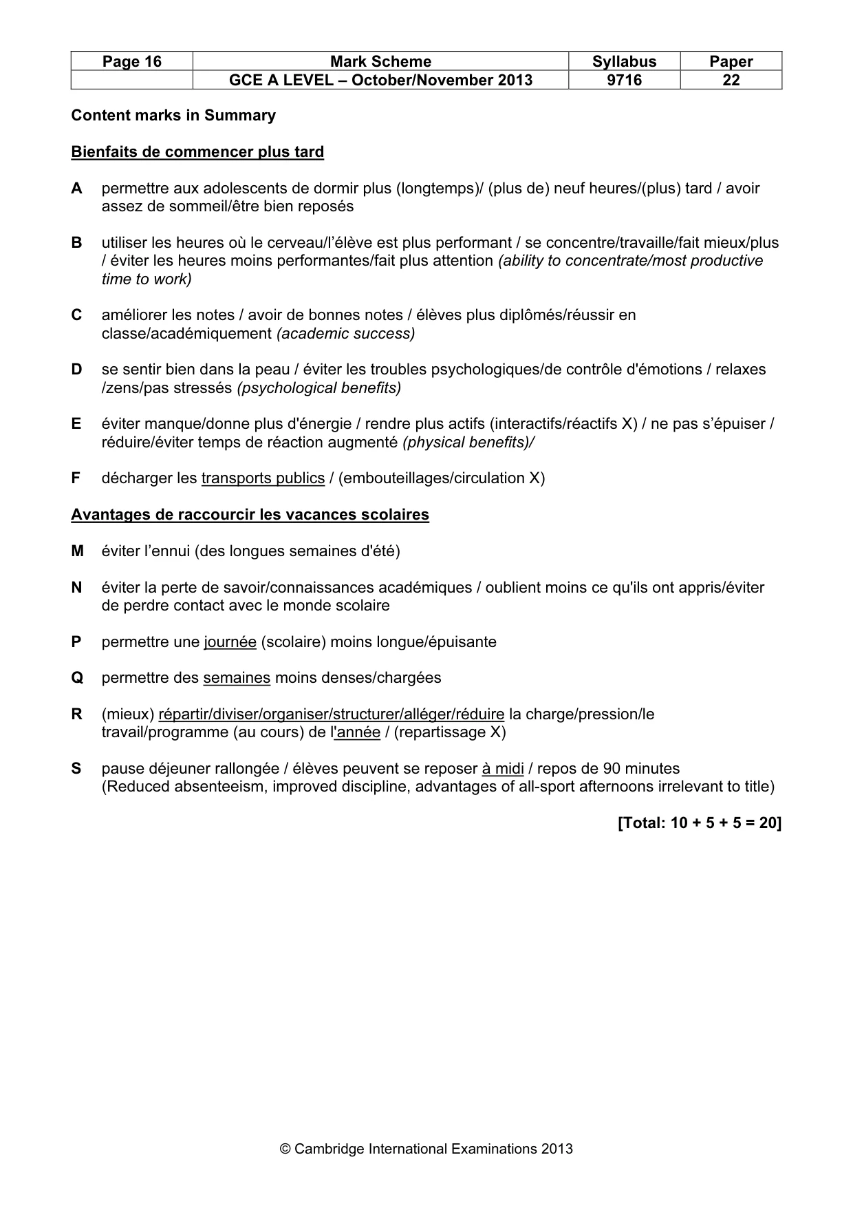 Mark scheme, page 16 of 16