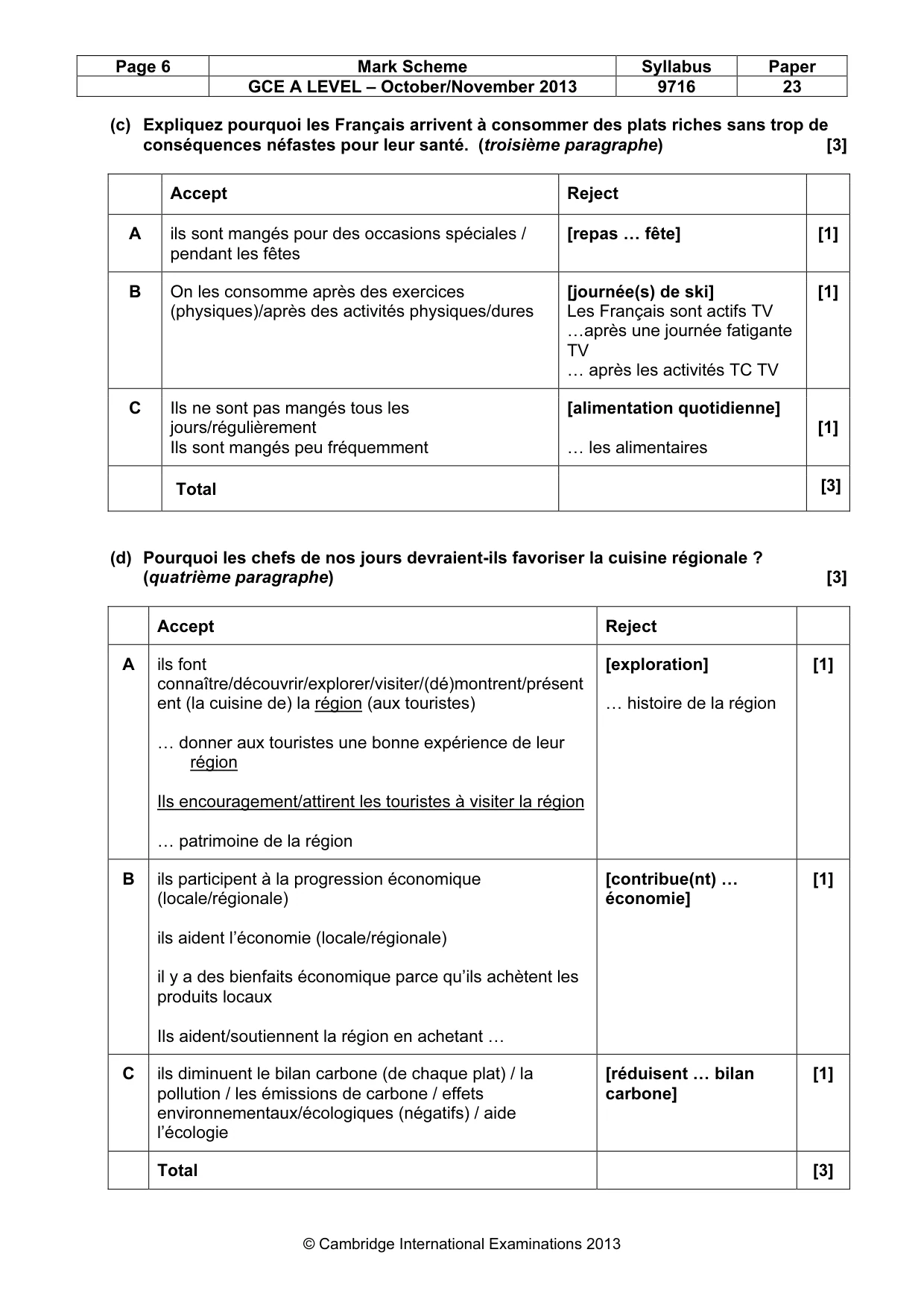 Mark scheme, page 6 of 14