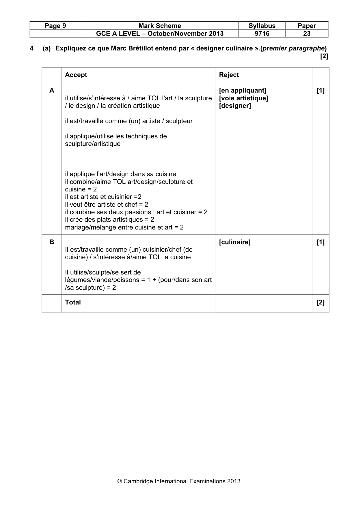 Mark scheme, page 9 of 14