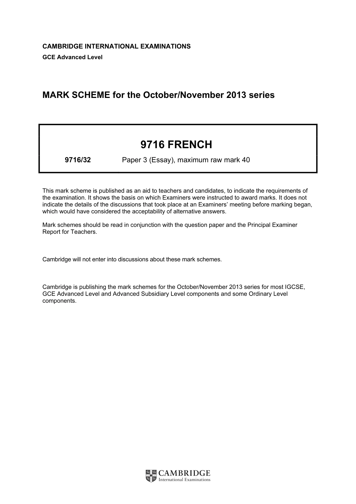 Mark scheme, page 1 of 2