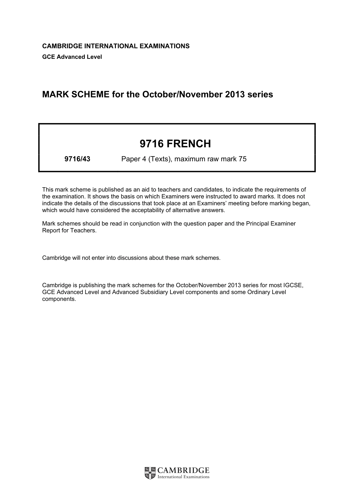Mark scheme, page 1 of 3