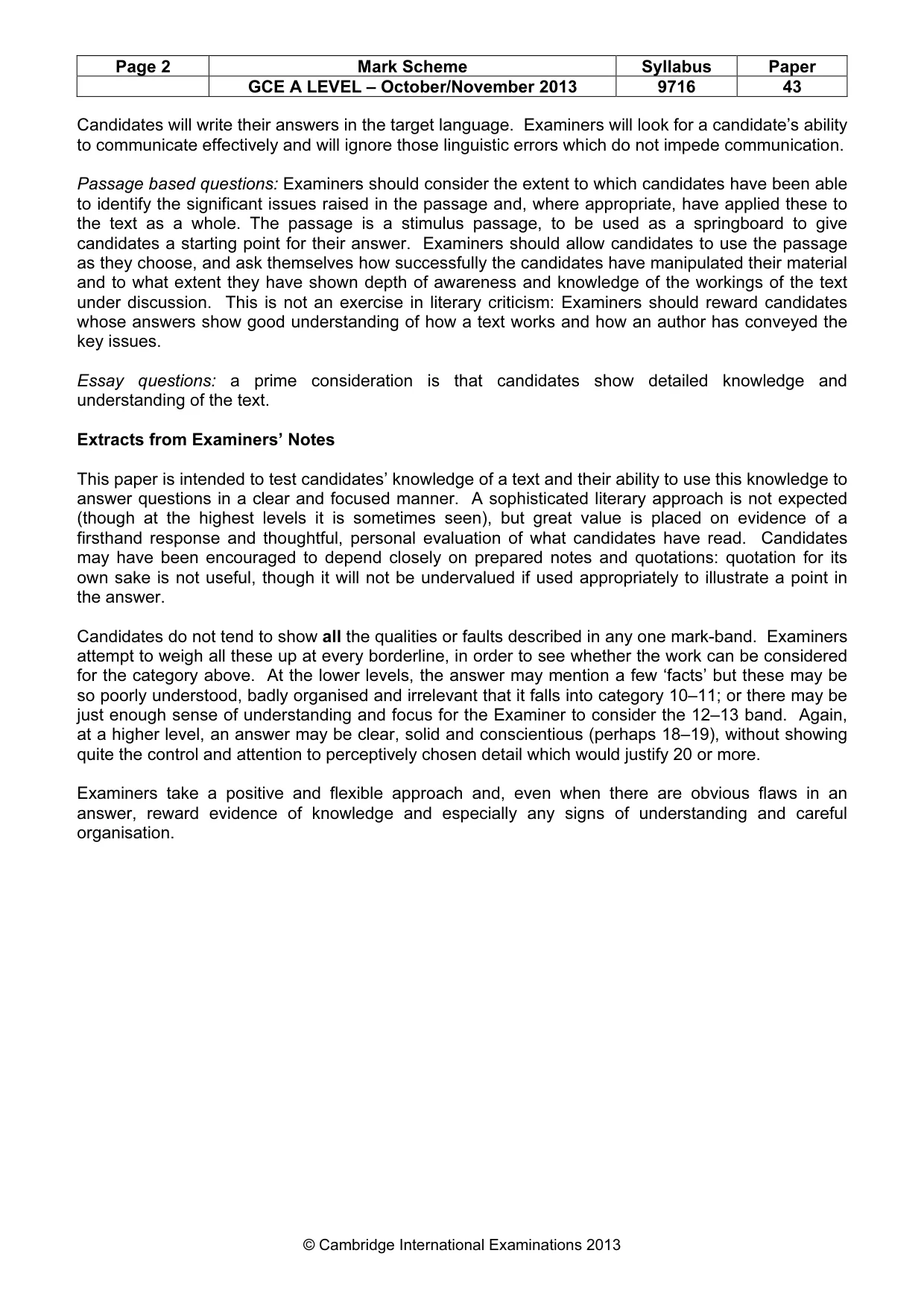 Mark scheme, page 2 of 3
