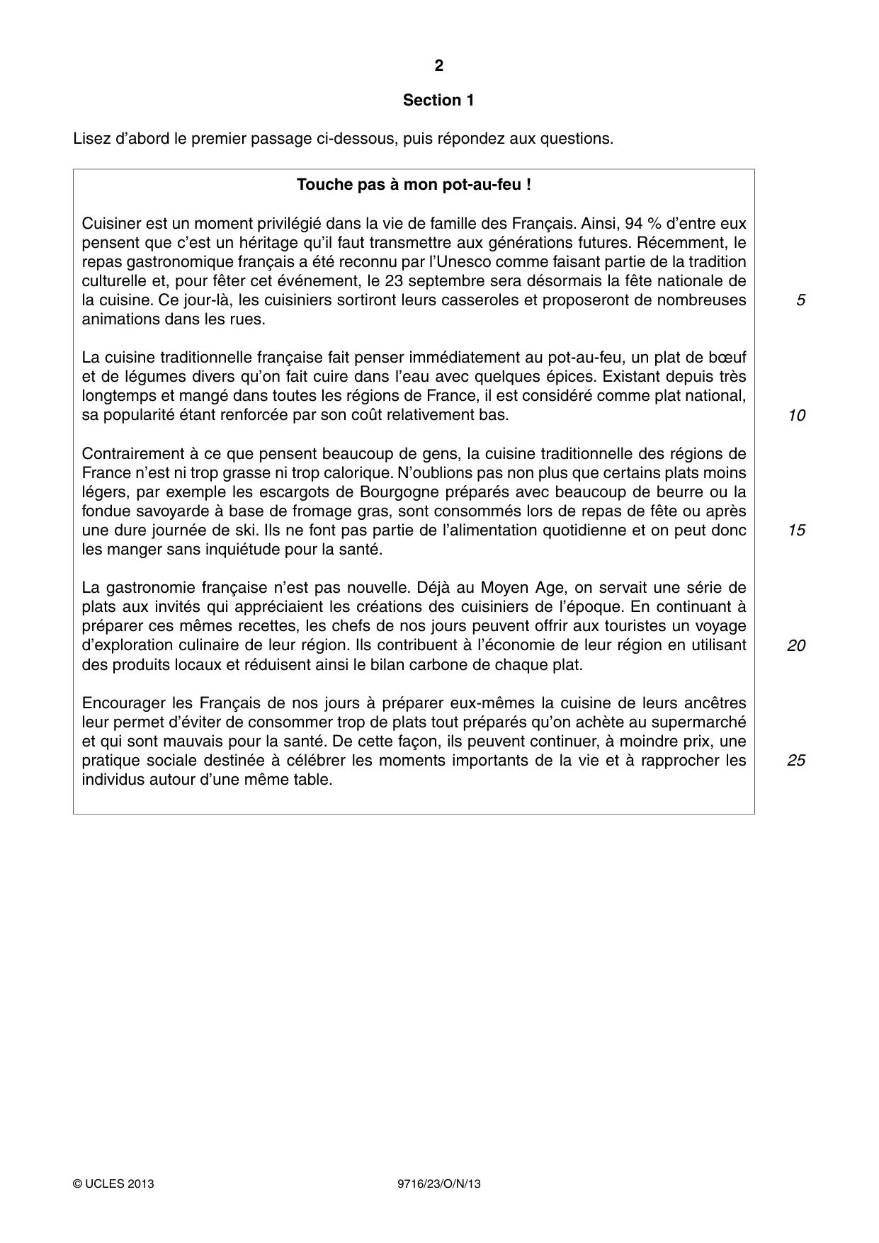 Cambridge A Level French (A Level only) 9716 2013 Oct/Nov Paper 2 · Variant 3 question paper, page 2 of 8