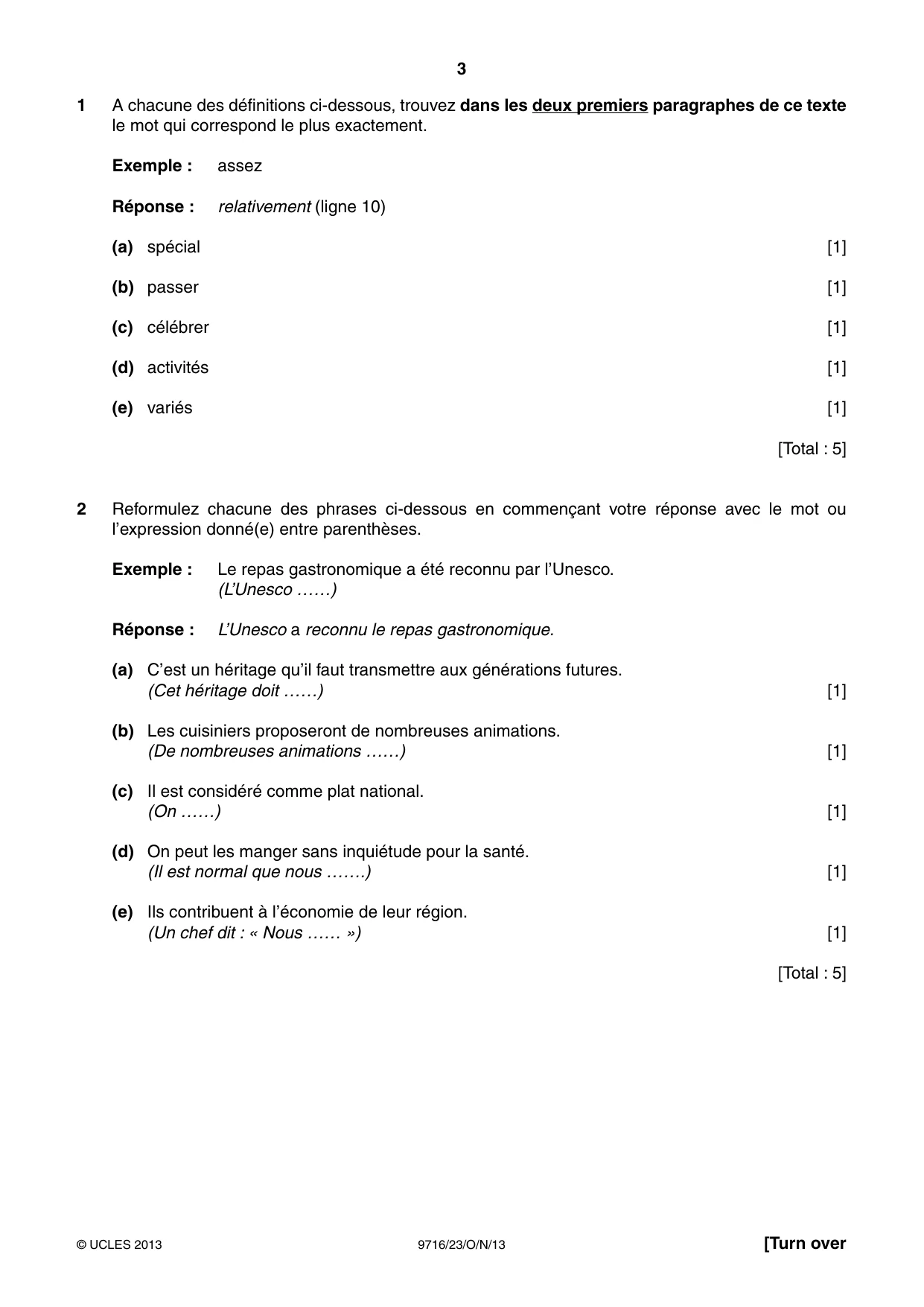 Cambridge A Level French (A Level only) 9716 2013 Oct/Nov Paper 2 · Variant 3 question paper, page 3 of 8