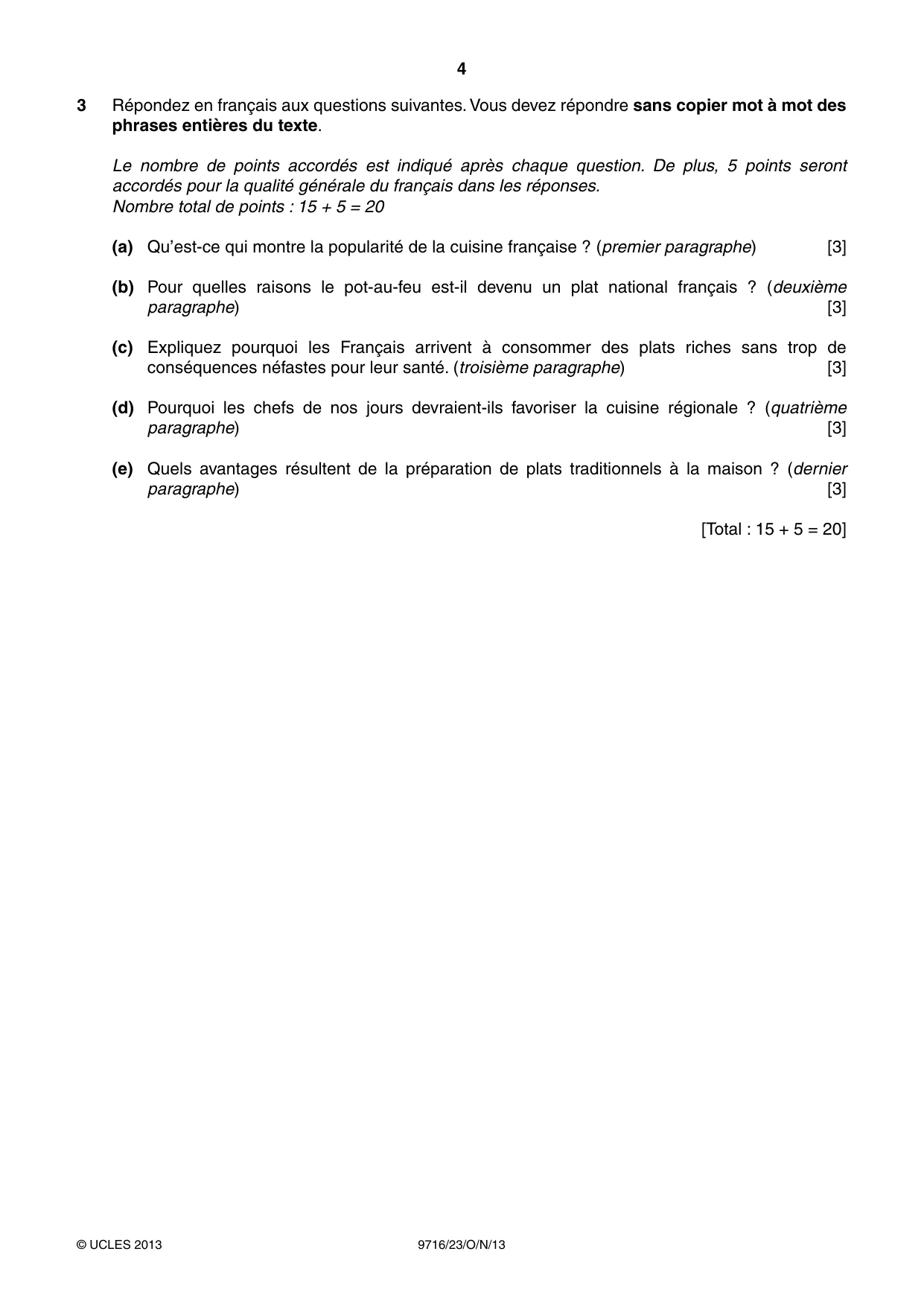 Cambridge A Level French (A Level only) 9716 2013 Oct/Nov Paper 2 · Variant 3 question paper, page 4 of 8
