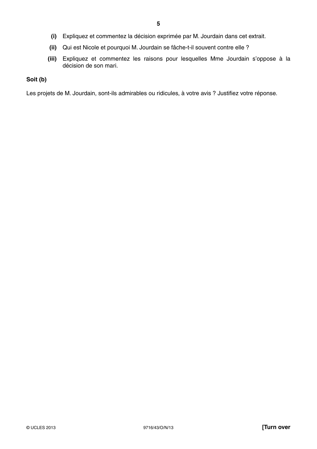 Cambridge A Level French (A Level only) 9716 2013 Oct/Nov Paper 4 · Variant 3 question paper, page 5 of 8