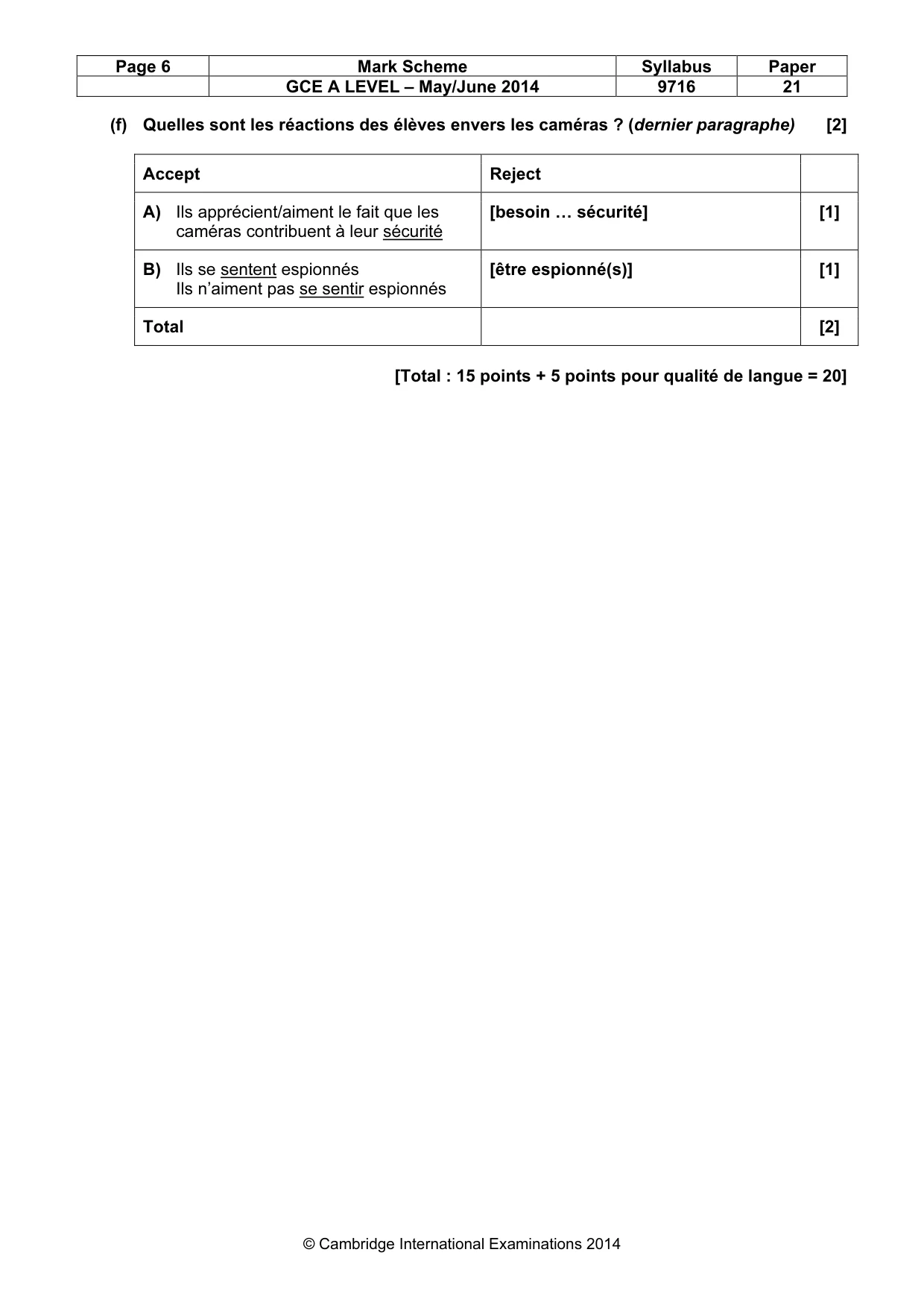 Mark scheme, page 6 of 12