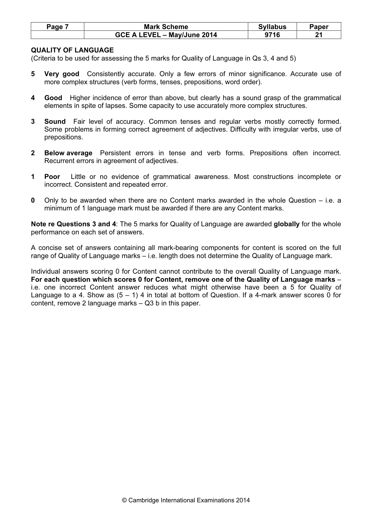 Mark scheme, page 7 of 12