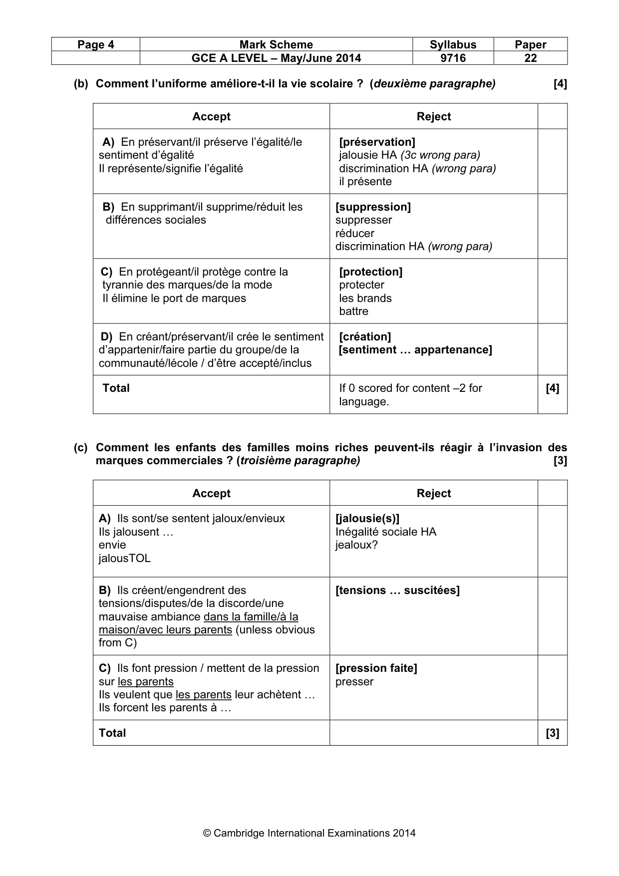 Mark scheme, page 4 of 12