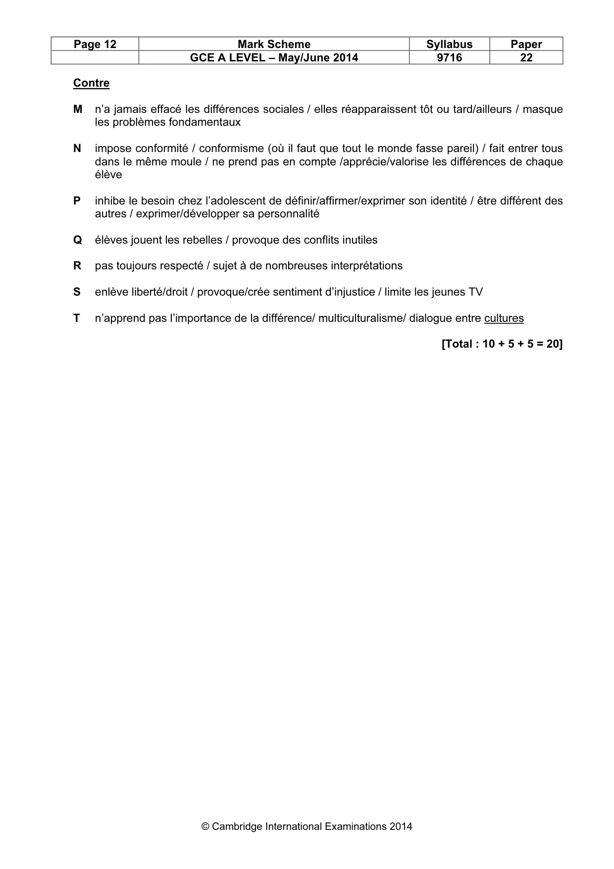 Mark scheme, page 12 of 12