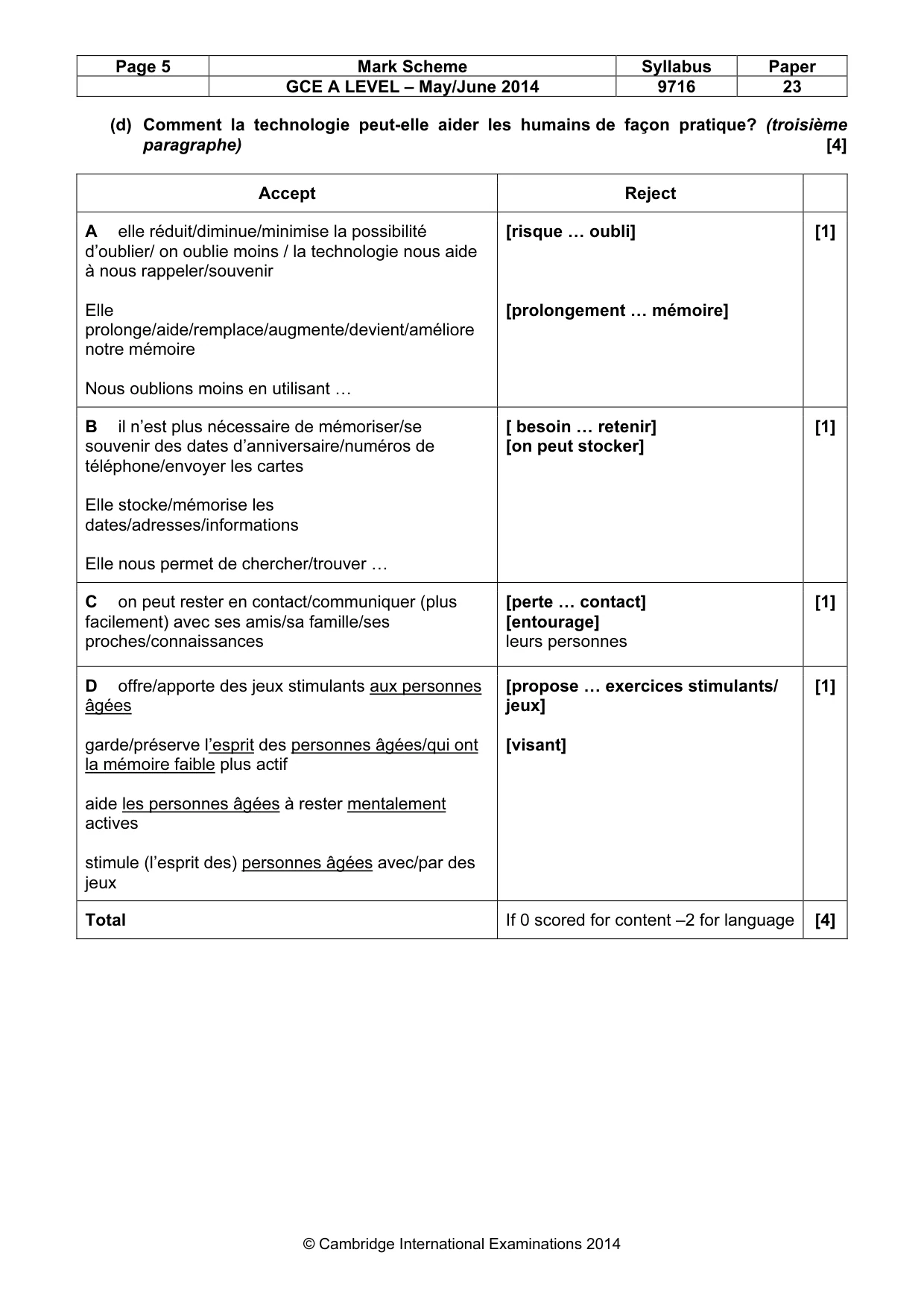 Mark scheme, page 5 of 12