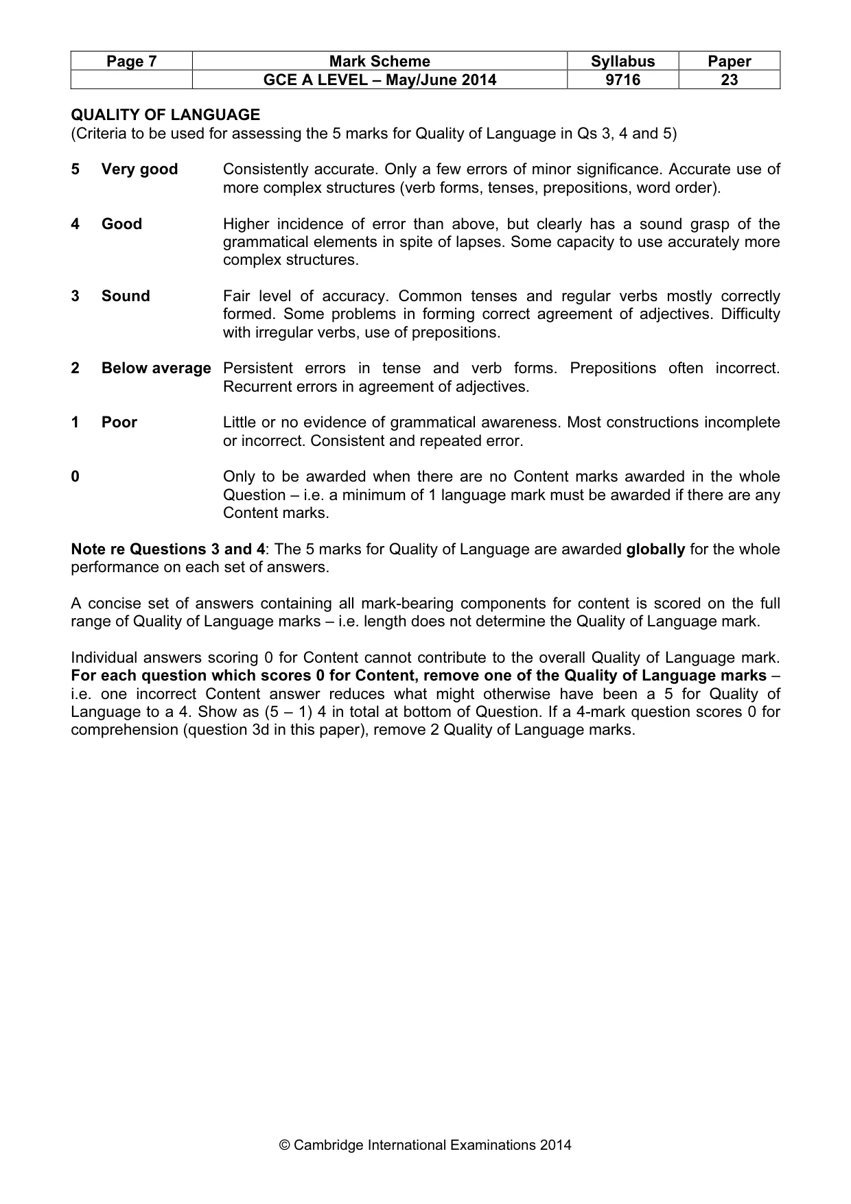 Mark scheme, page 7 of 12