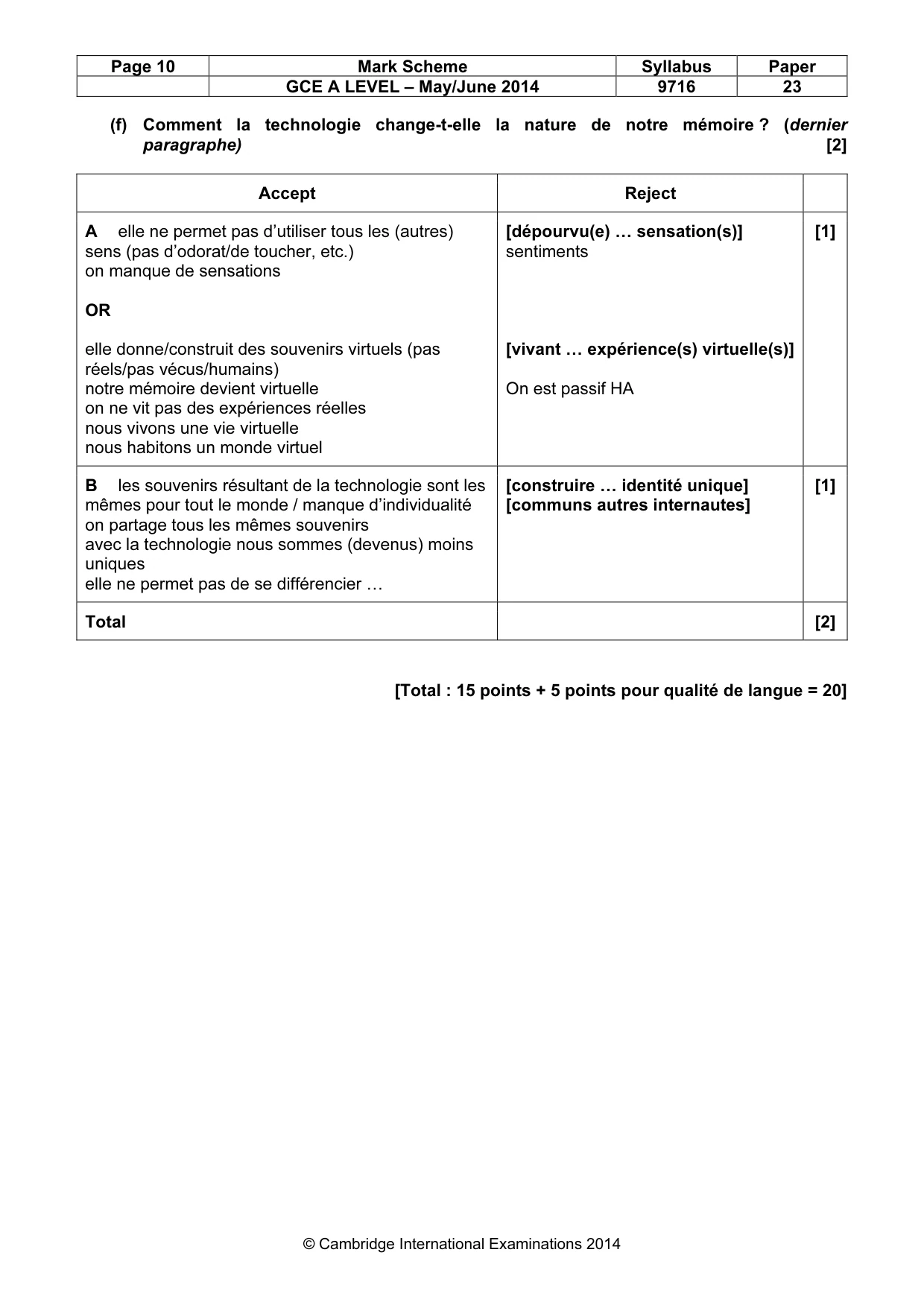 Mark scheme, page 10 of 12