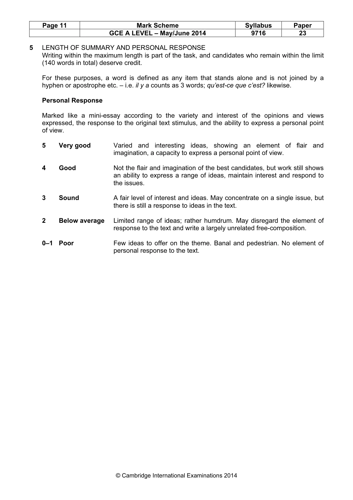Mark scheme, page 11 of 12