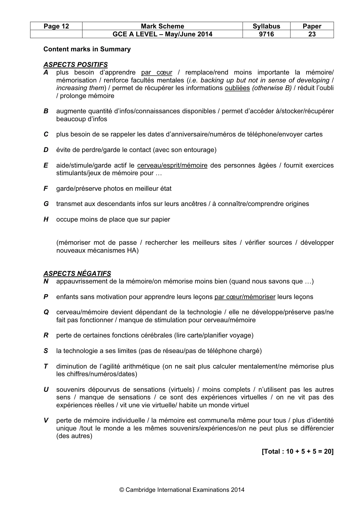 Mark scheme, page 12 of 12