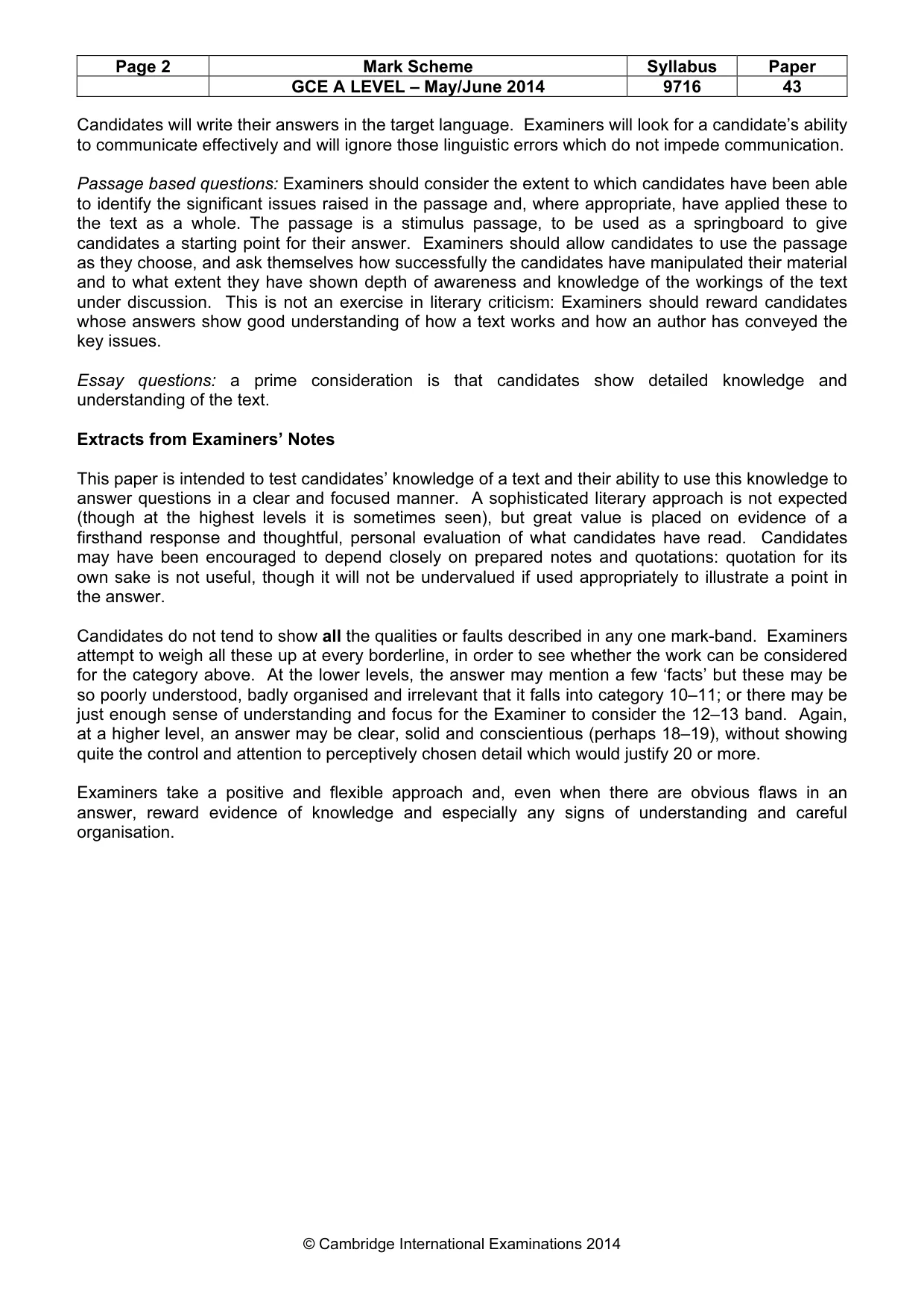 Mark scheme, page 2 of 3