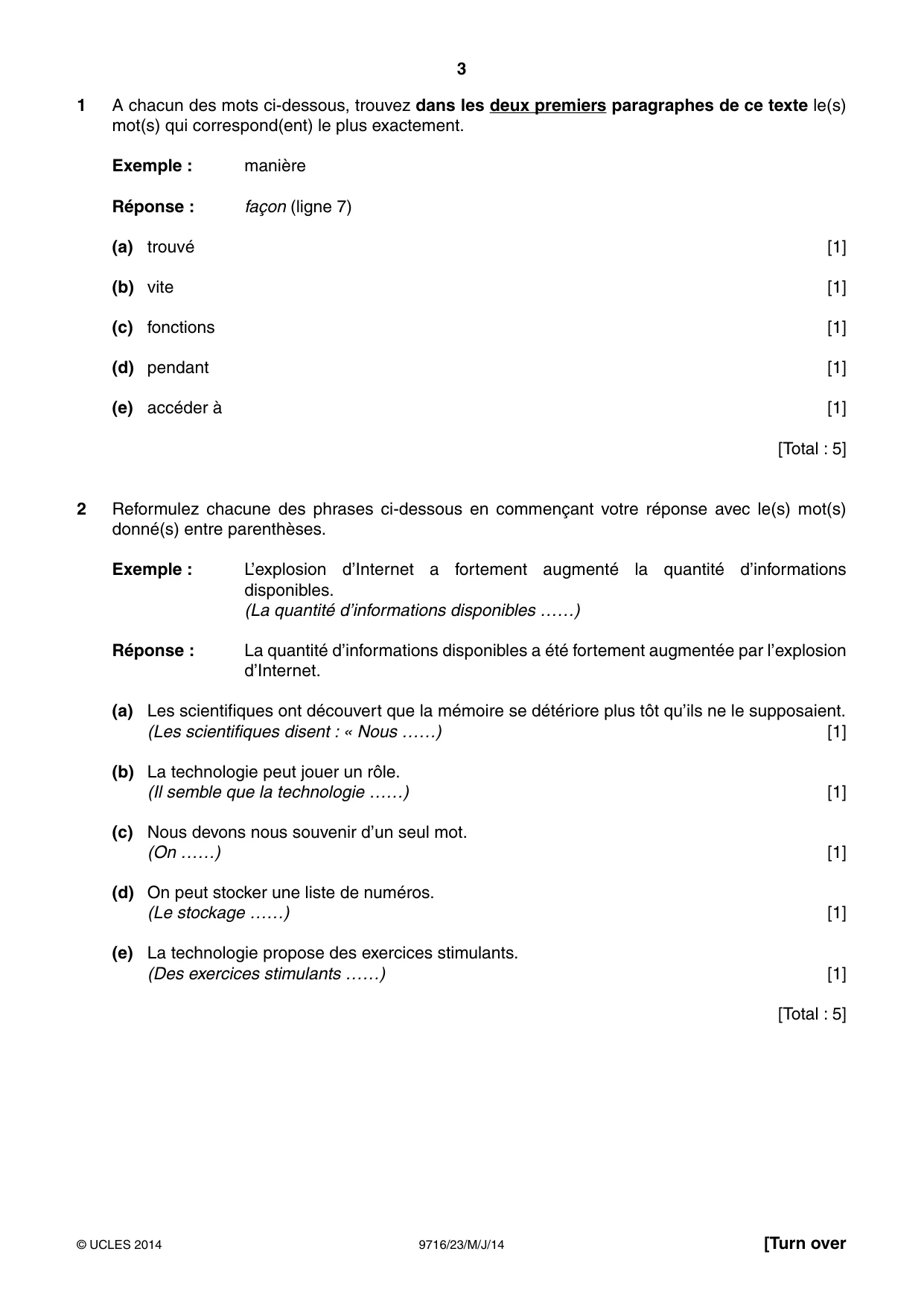 Cambridge A Level French (A Level only) 9716 2014 May/June Paper 2 · Variant 3 question paper, page 3 of 8