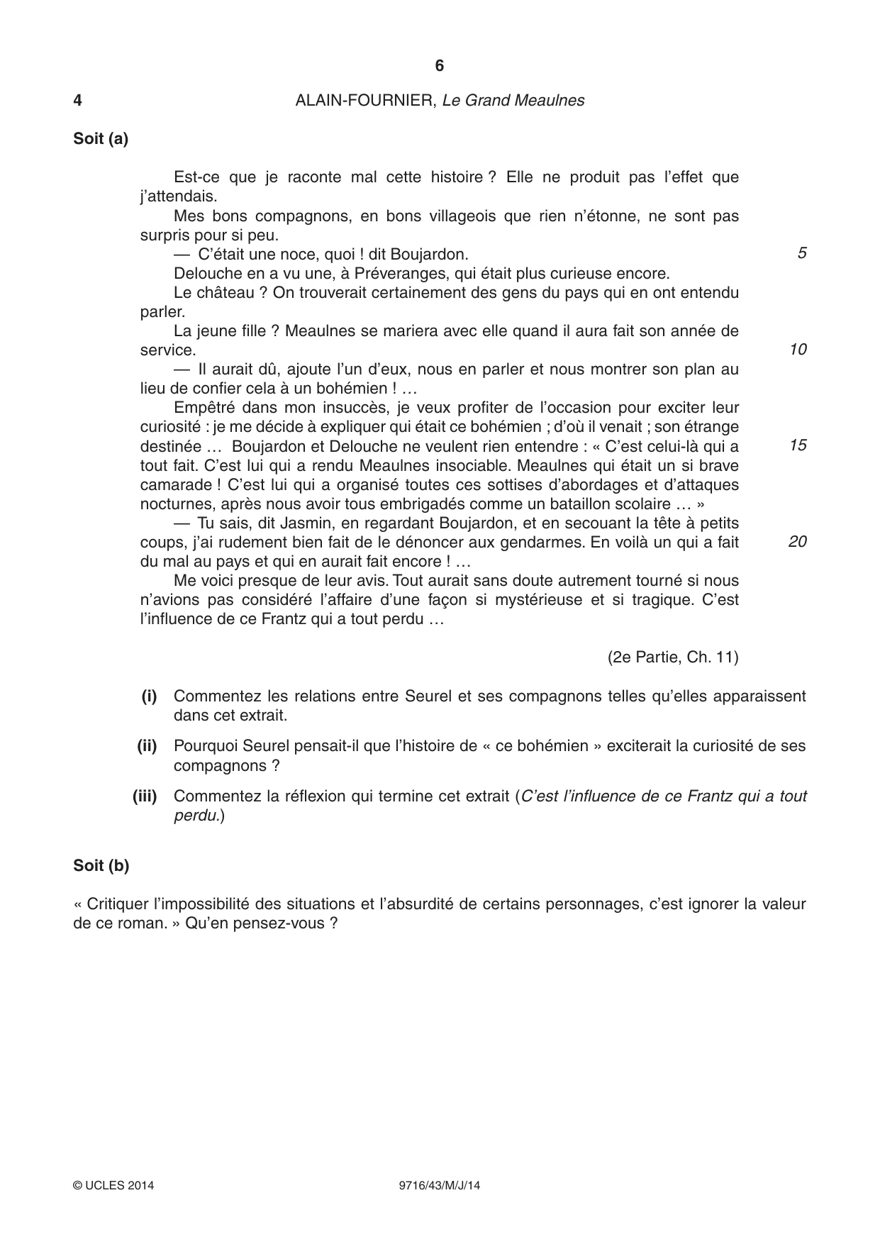 Cambridge A Level French (A Level only) 9716 2014 May/June Paper 4 · Variant 3 question paper, page 6 of 8