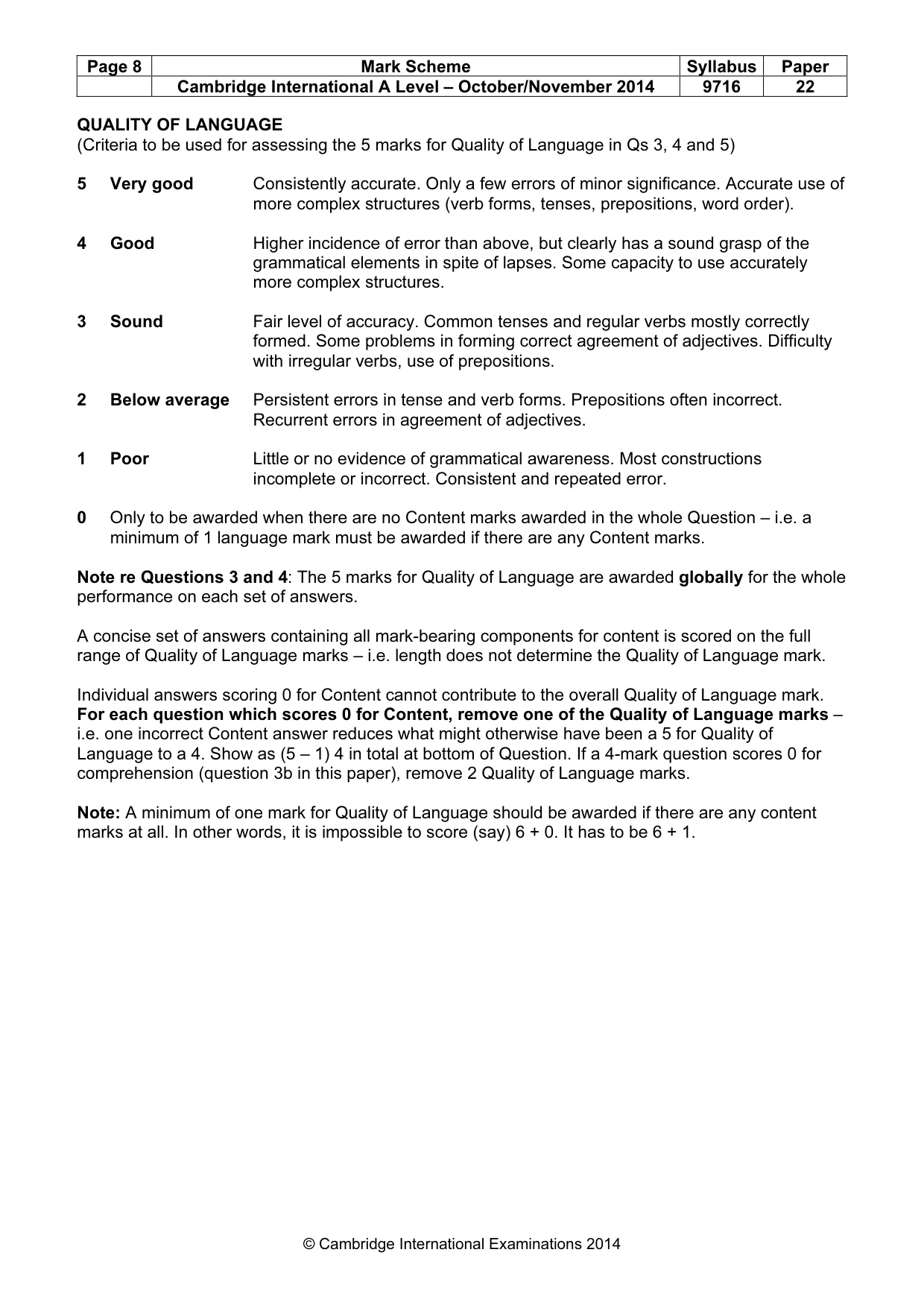 Mark scheme, page 8 of 14