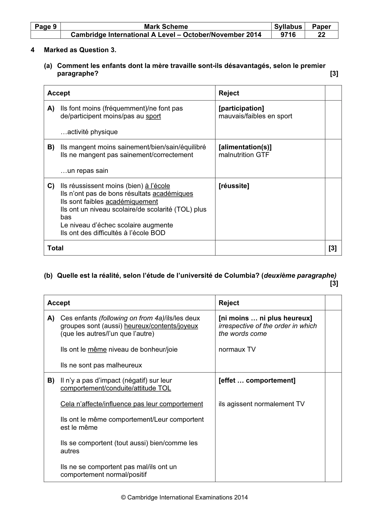 Mark scheme, page 9 of 14