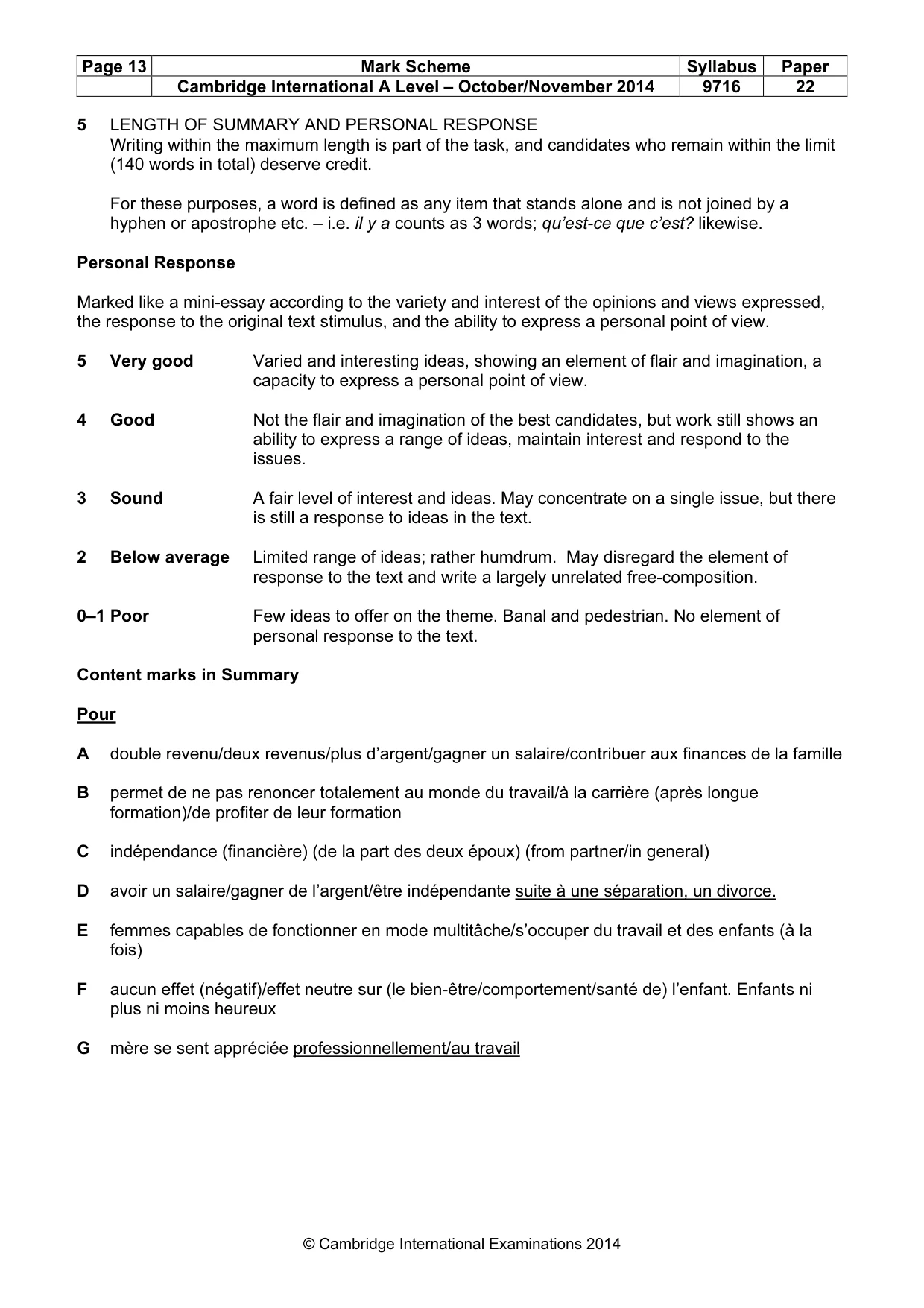 Mark scheme, page 13 of 14