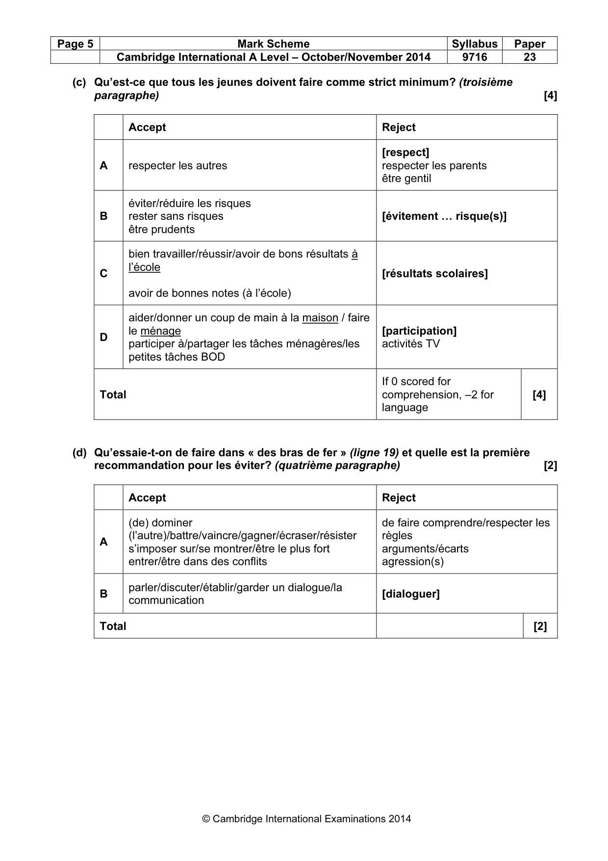 Mark scheme, page 5 of 12