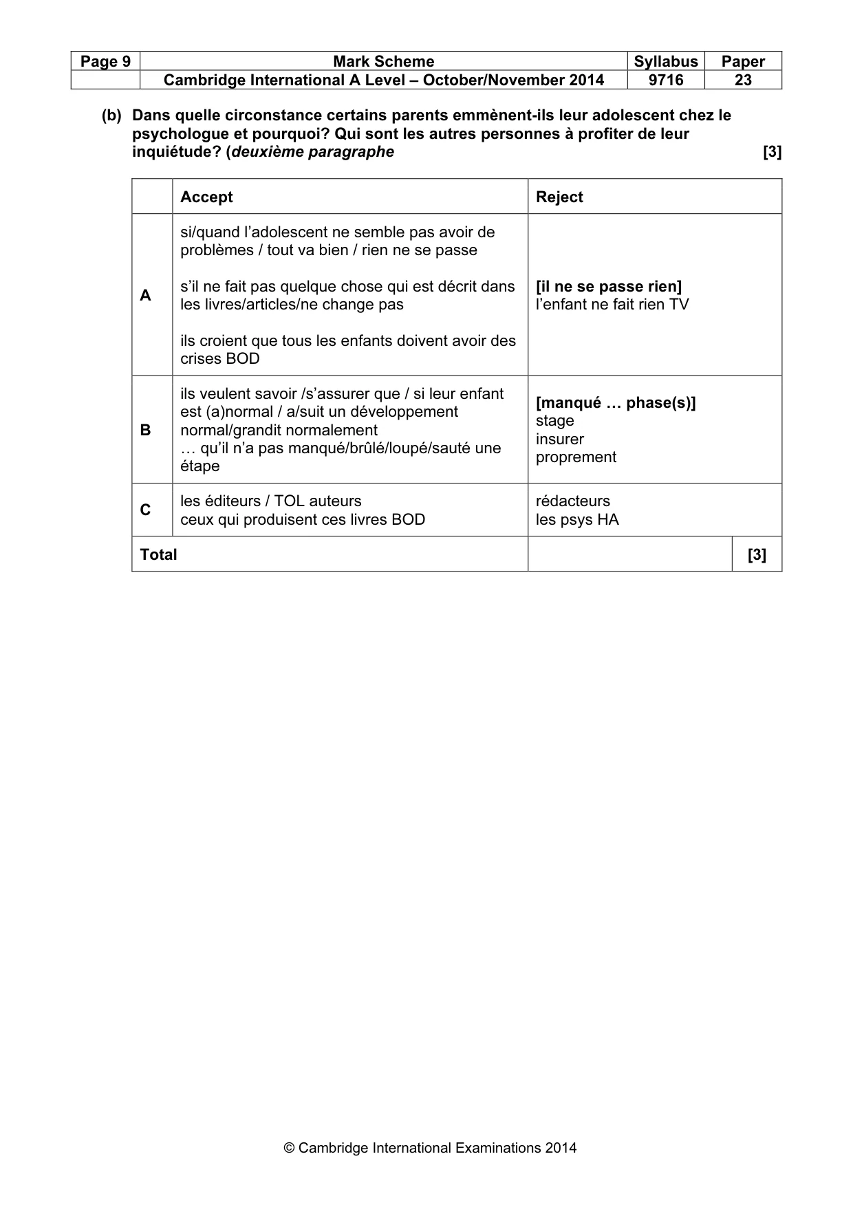 Mark scheme, page 9 of 12
