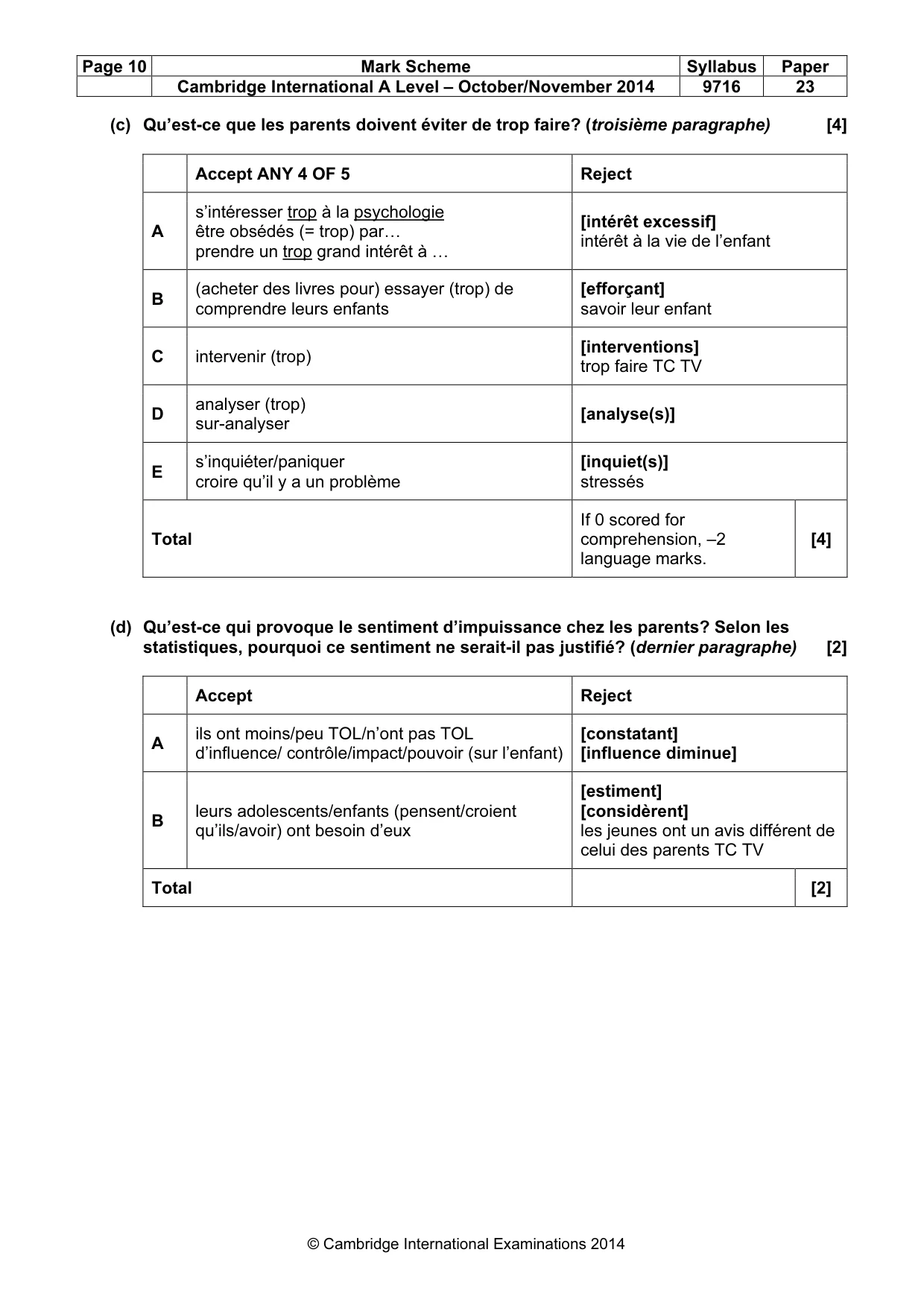 Mark scheme, page 10 of 12