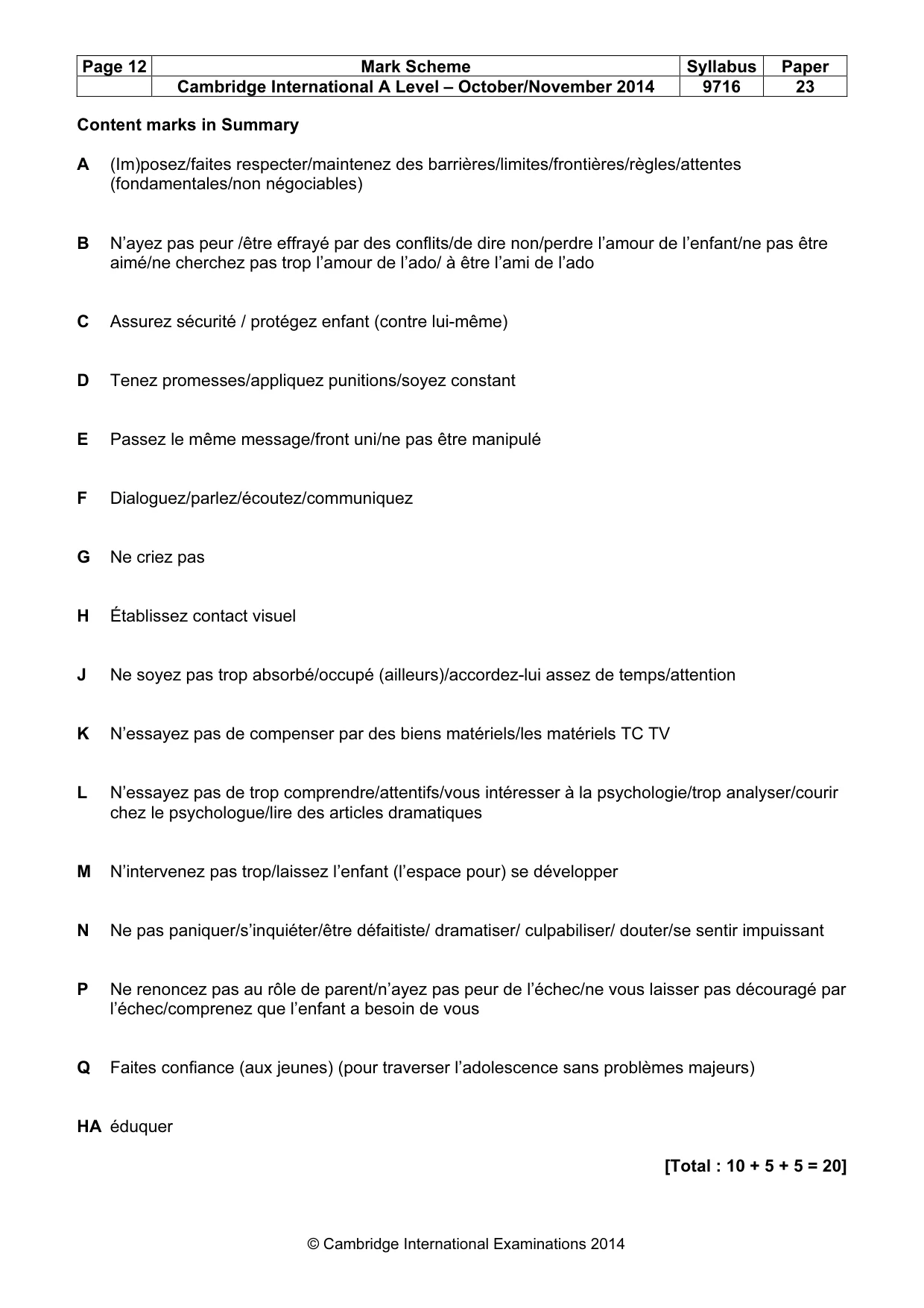 Mark scheme, page 12 of 12