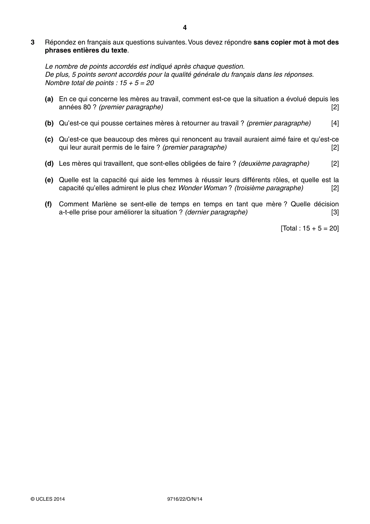 Cambridge A Level French (A Level only) 9716 2014 Oct/Nov Paper 2 · Variant 2 question paper, page 4 of 8