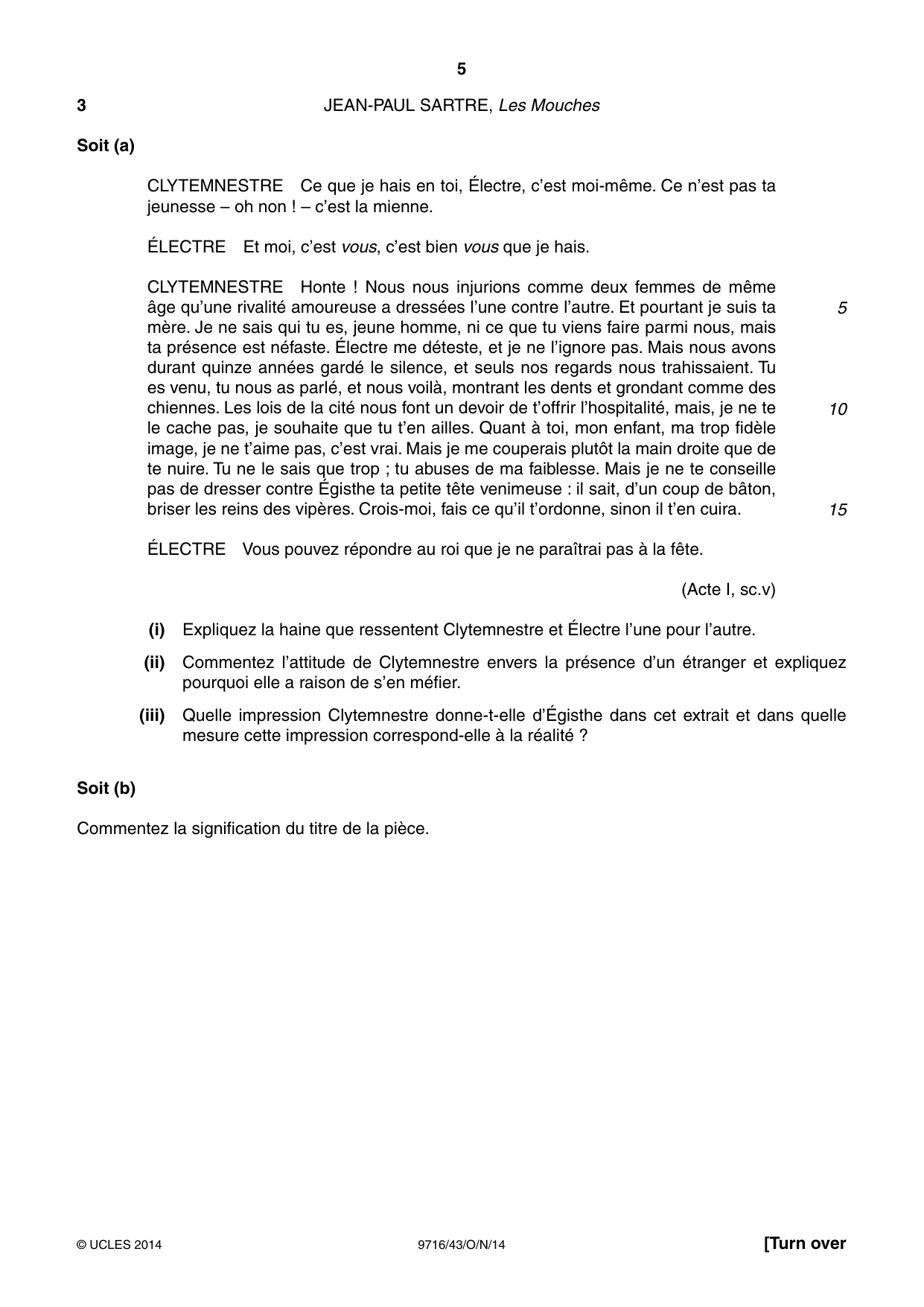 Cambridge A Level French (A Level only) 9716 2014 Oct/Nov Paper 4 · Variant 3 question paper, page 5 of 8