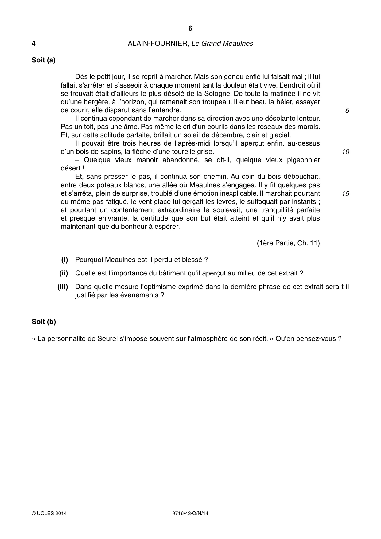 Cambridge A Level French (A Level only) 9716 2014 Oct/Nov Paper 4 · Variant 3 question paper, page 6 of 8