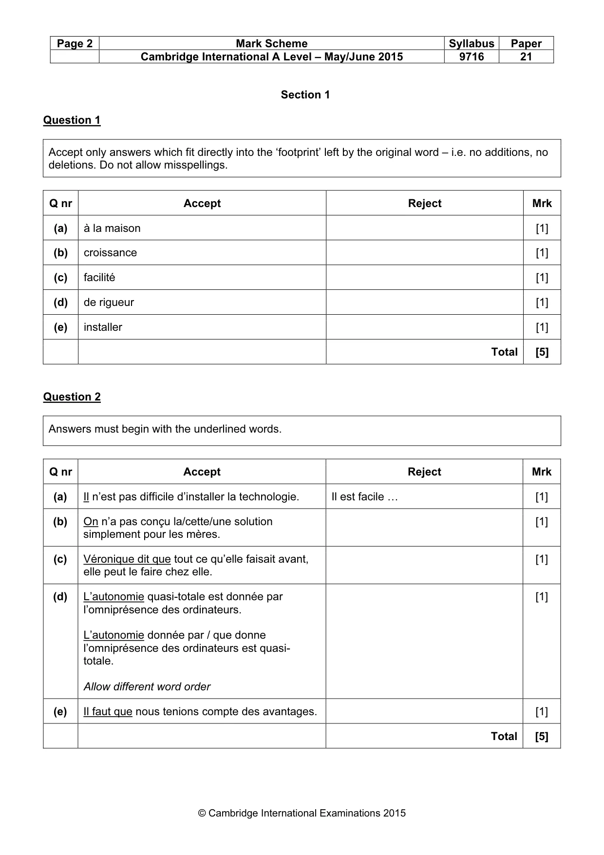 Mark scheme, page 2 of 10