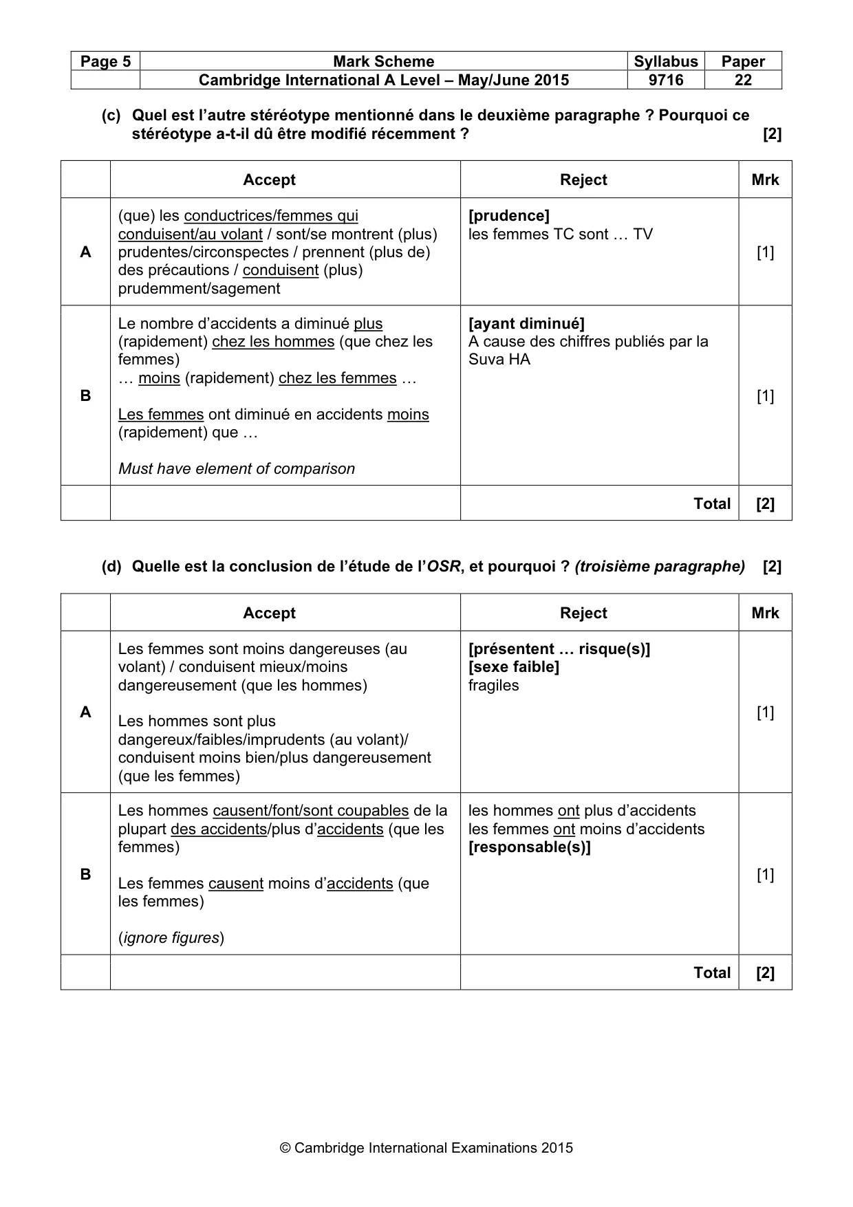 Mark scheme, page 5 of 12