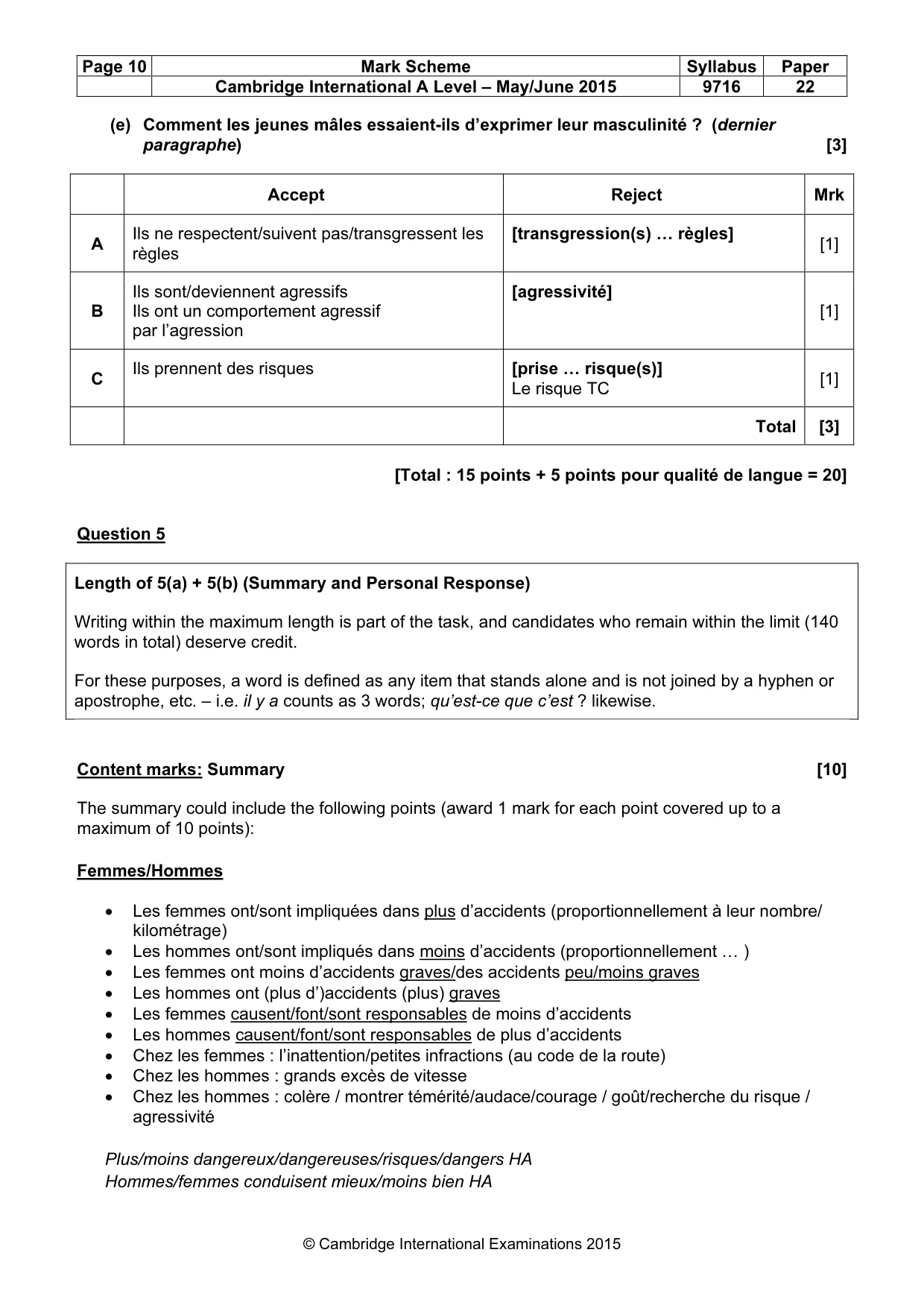 Mark scheme, page 10 of 12